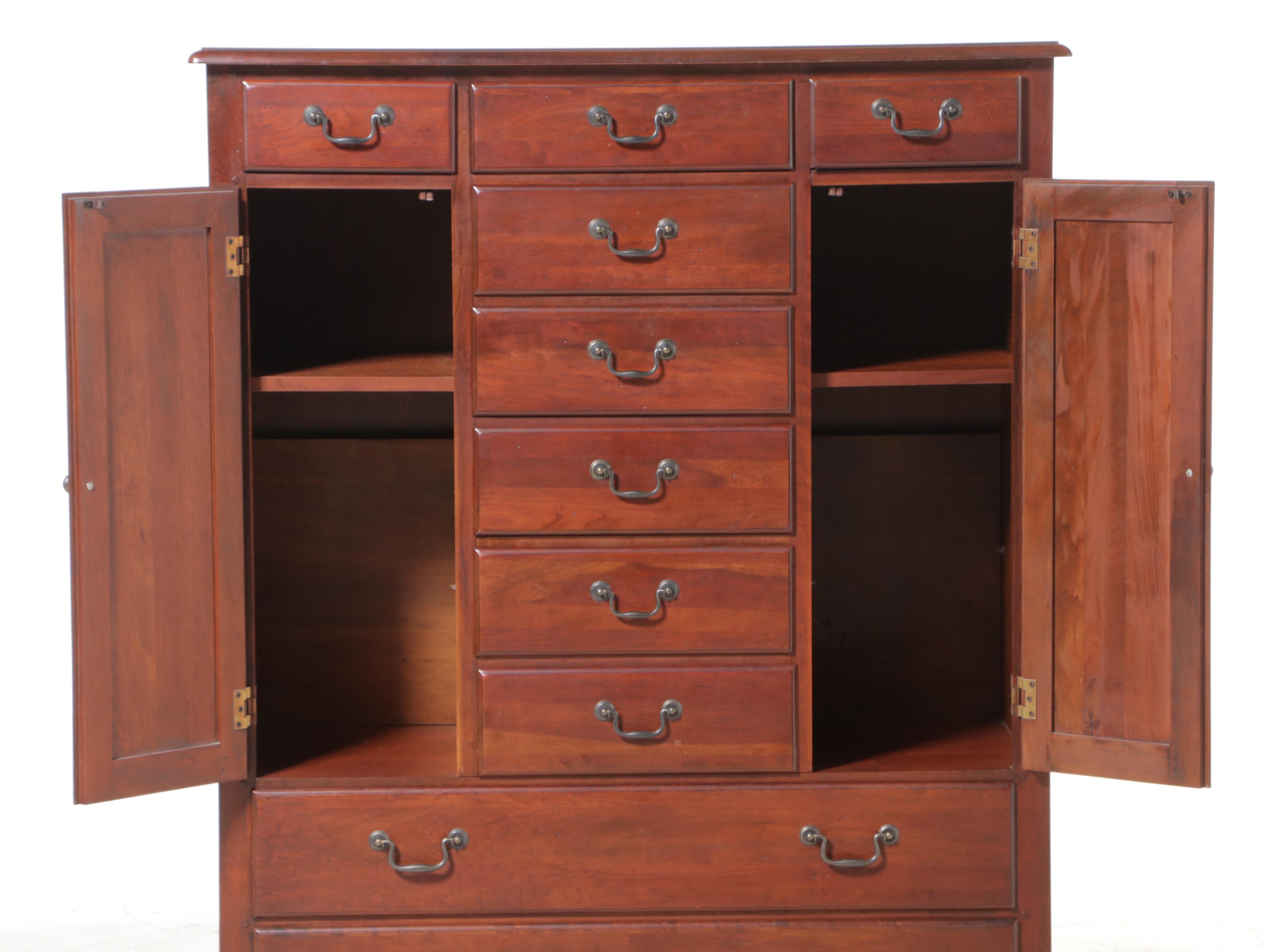 Federal Style Cherrywood-Stained Ten-Drawer Gentleman's Chest, Late 20th Century