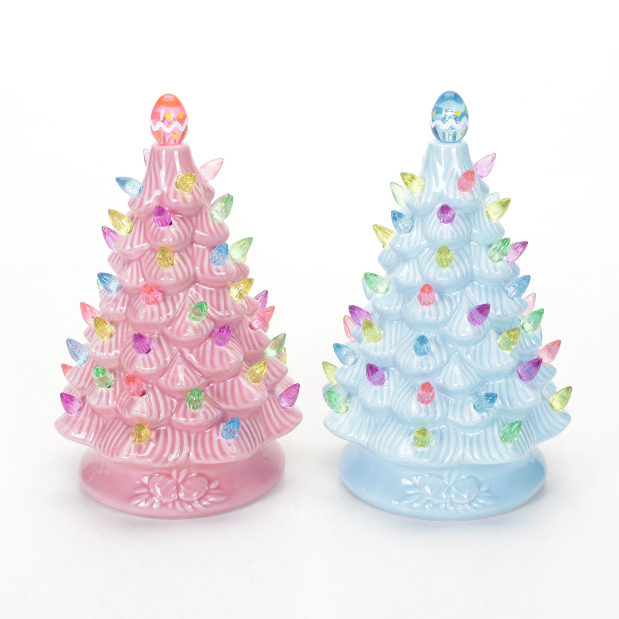 Mr. Christmas and Other Table Top Ceramic Light-Up Christmas Trees