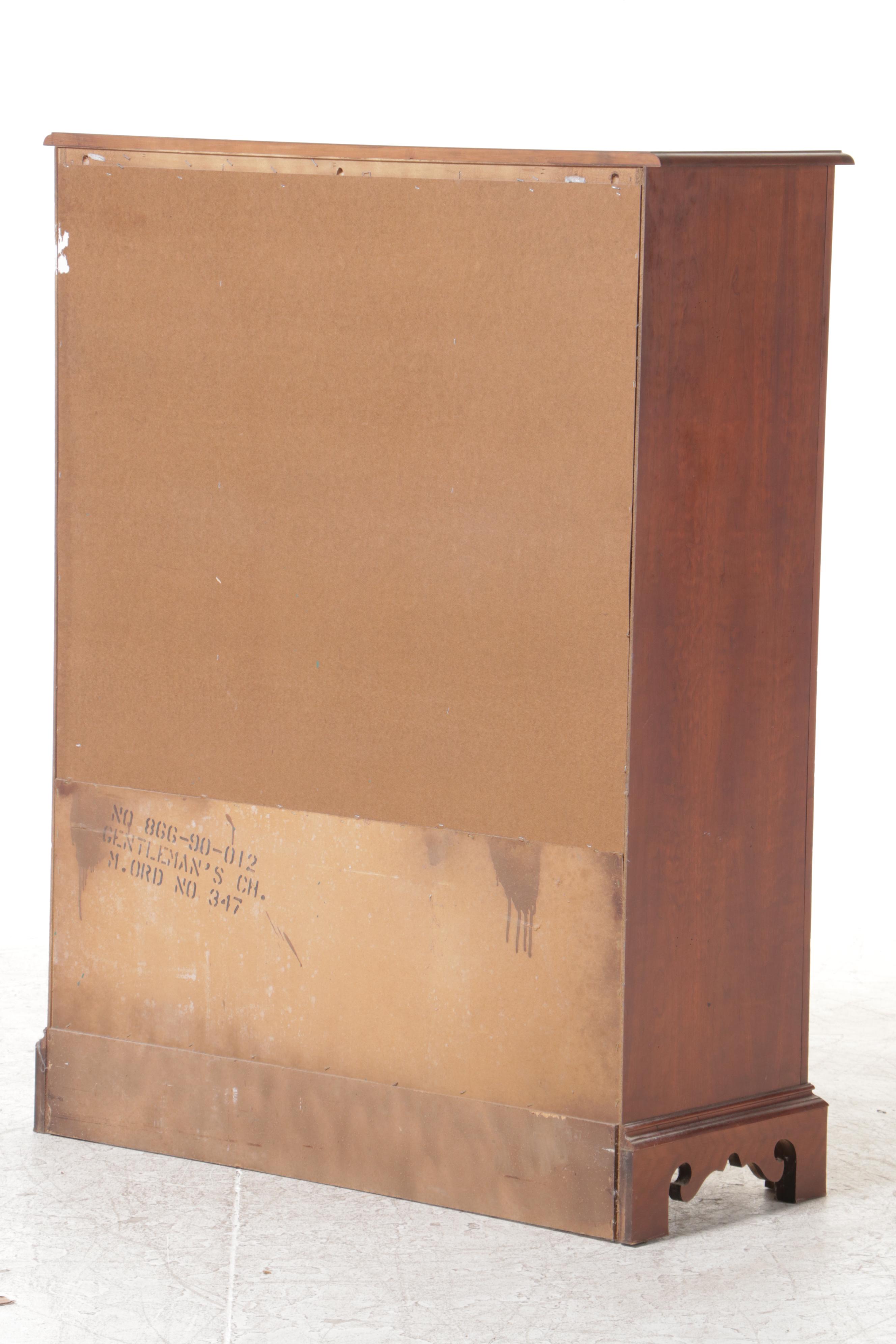 Federal Style Cherrywood-Stained Ten-Drawer Gentleman's Chest, Late 20th Century