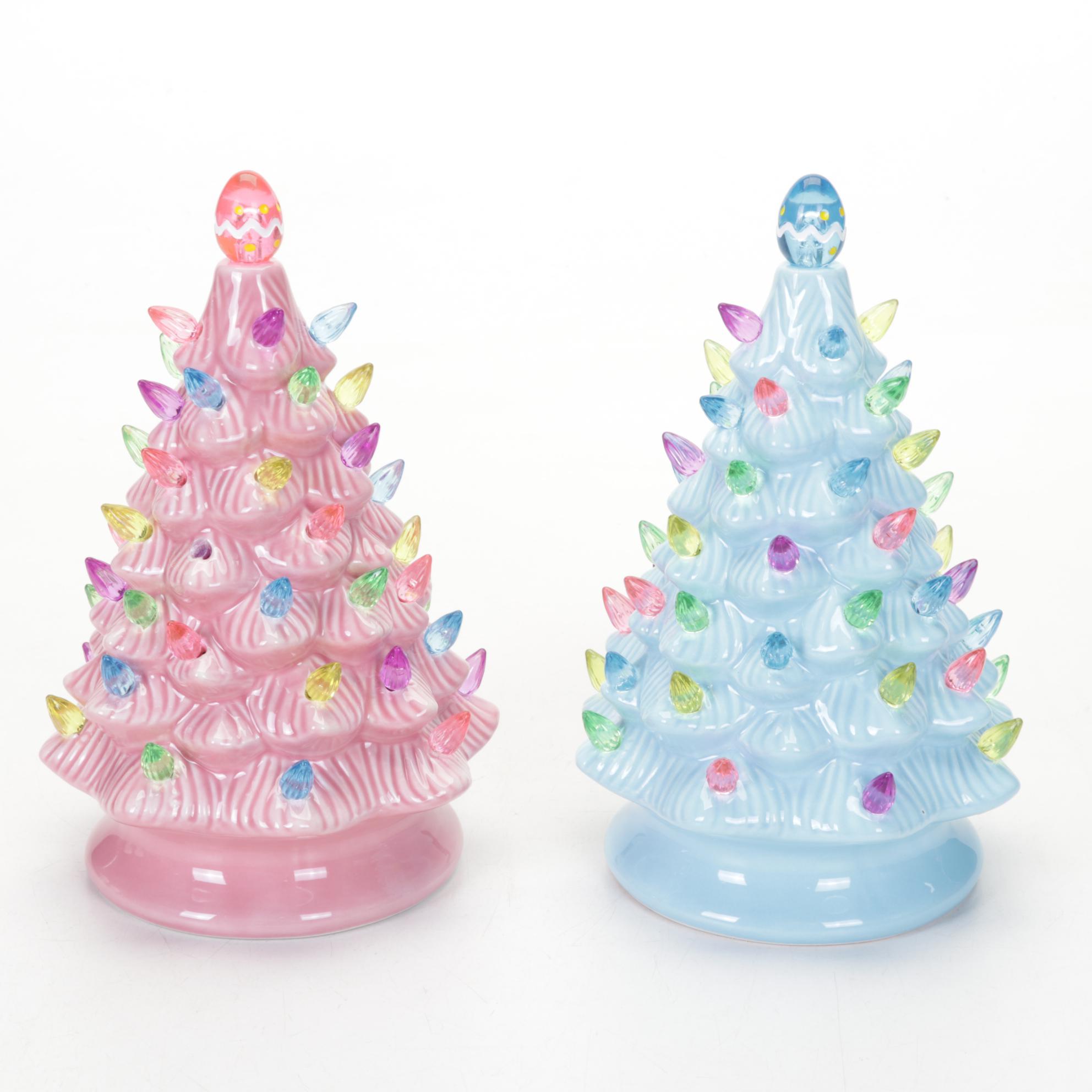Mr. Christmas and Other Table Top Ceramic Light-Up Christmas Trees