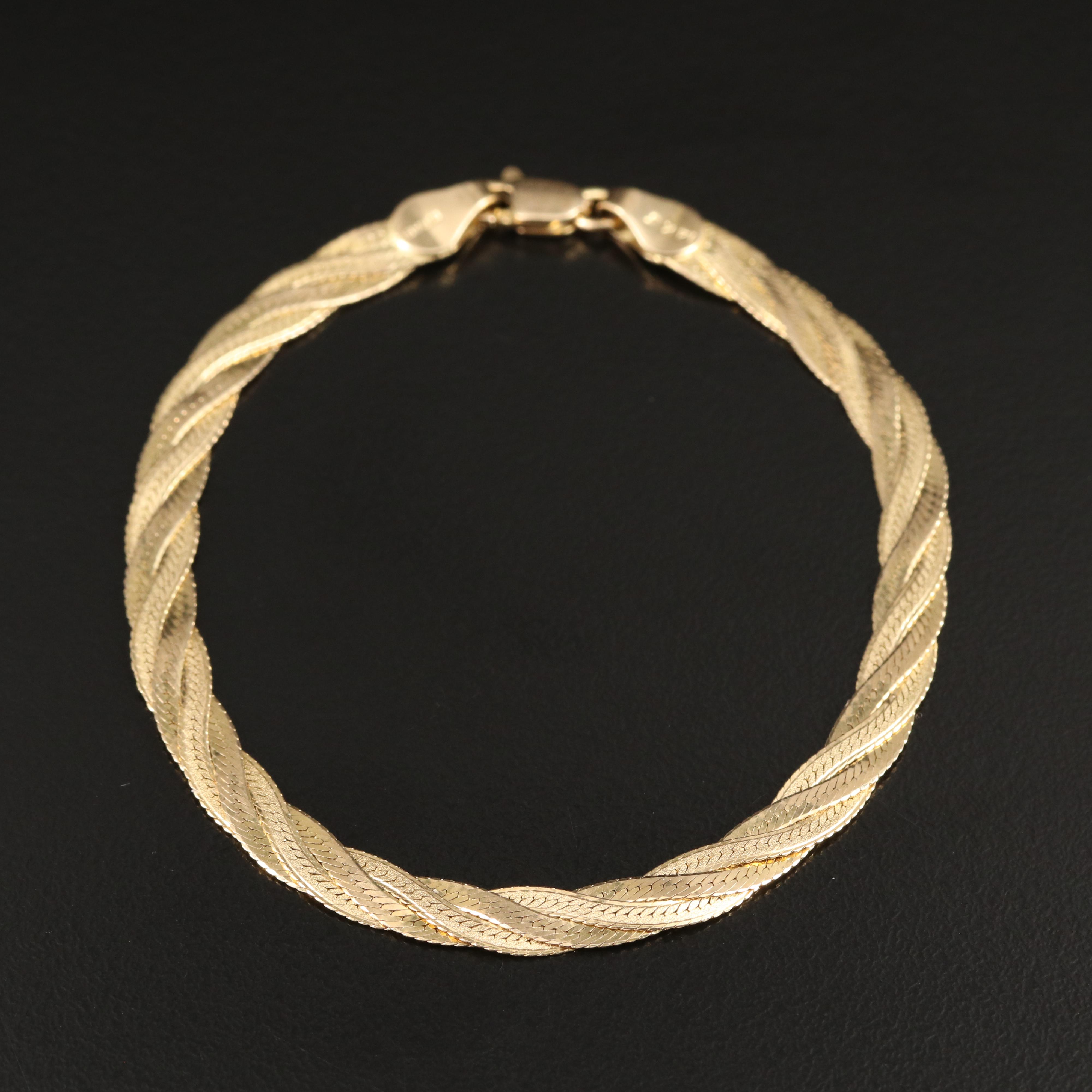 14K Braided Herringbone Chain Bracelet