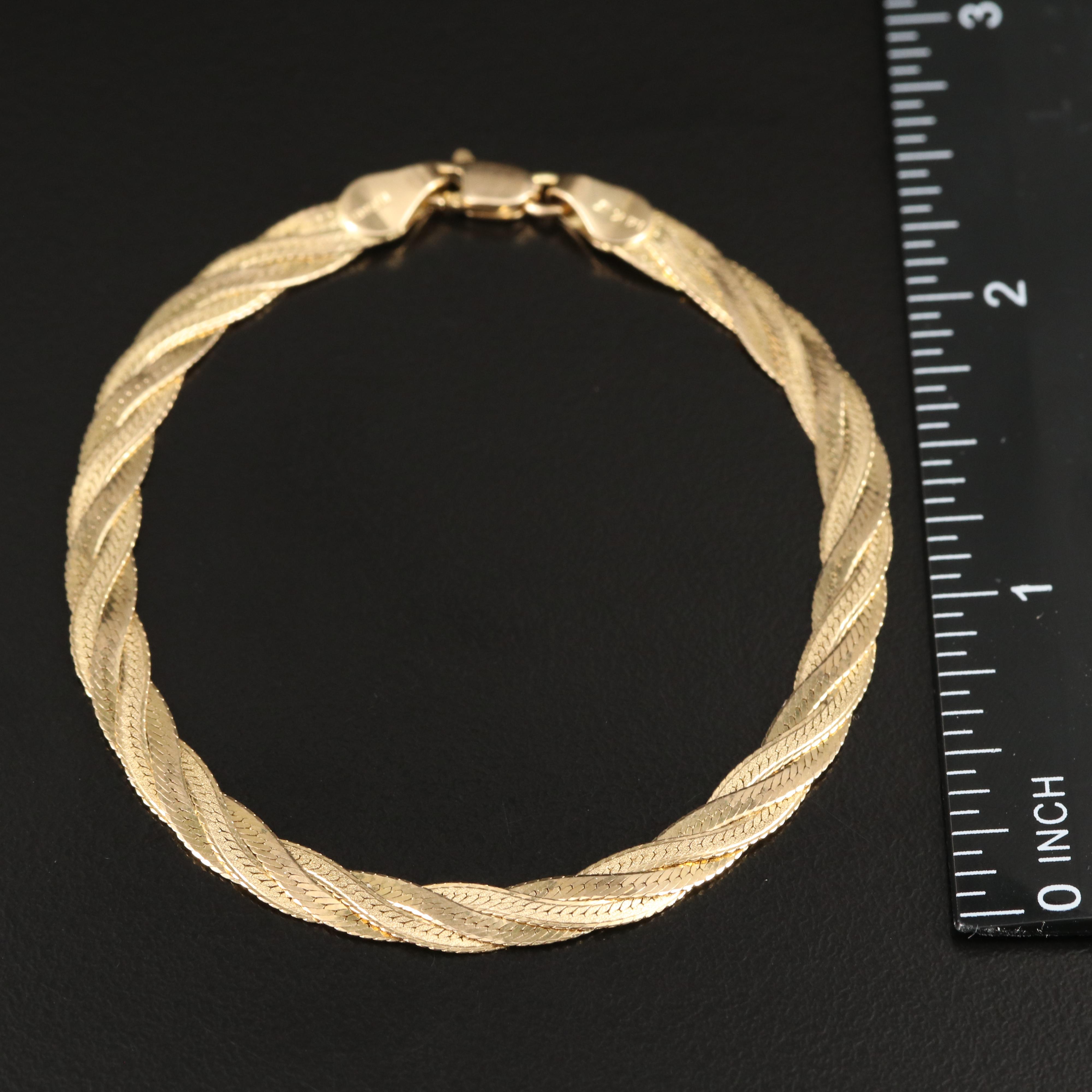 14K Braided Herringbone Chain Bracelet