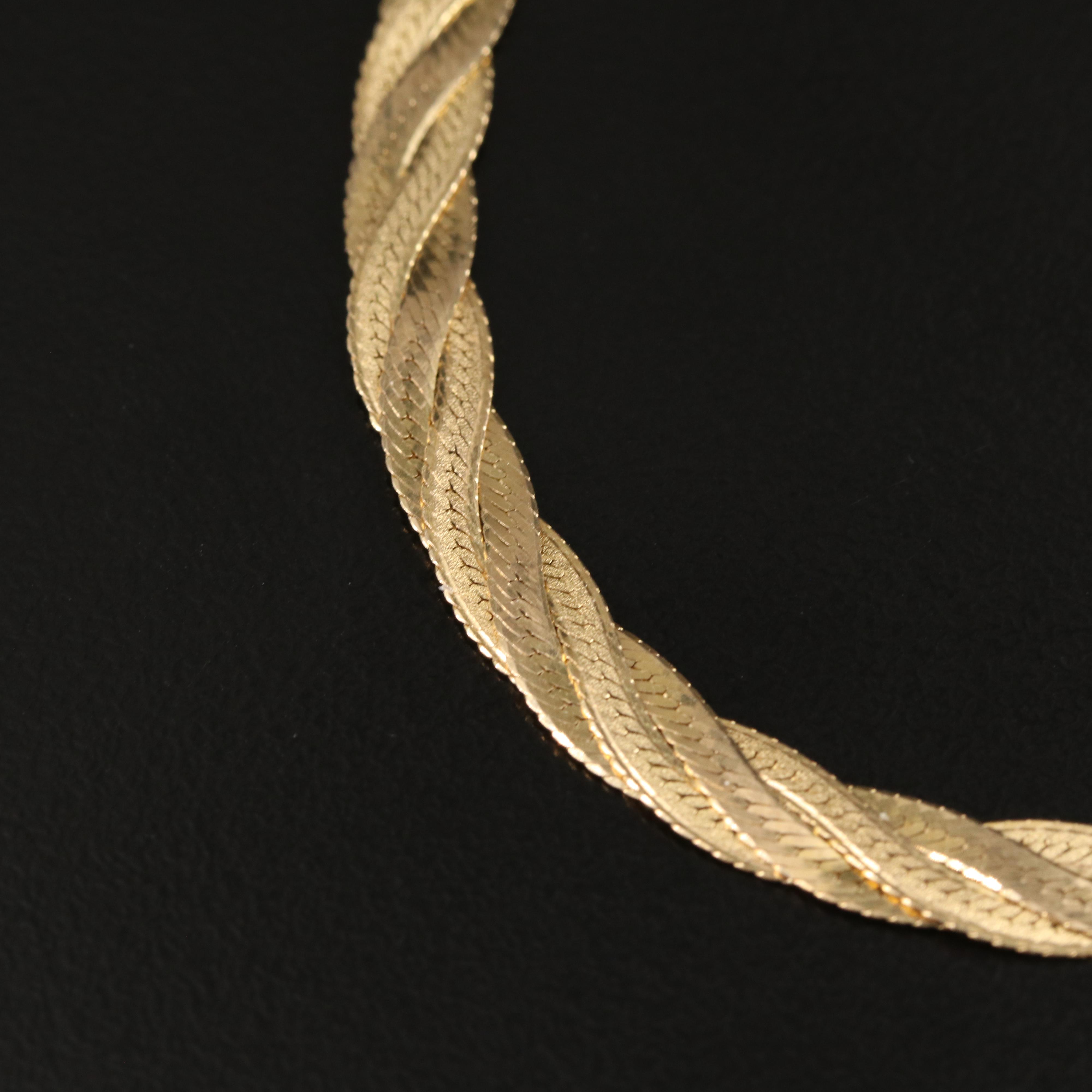 14K Braided Herringbone Chain Bracelet