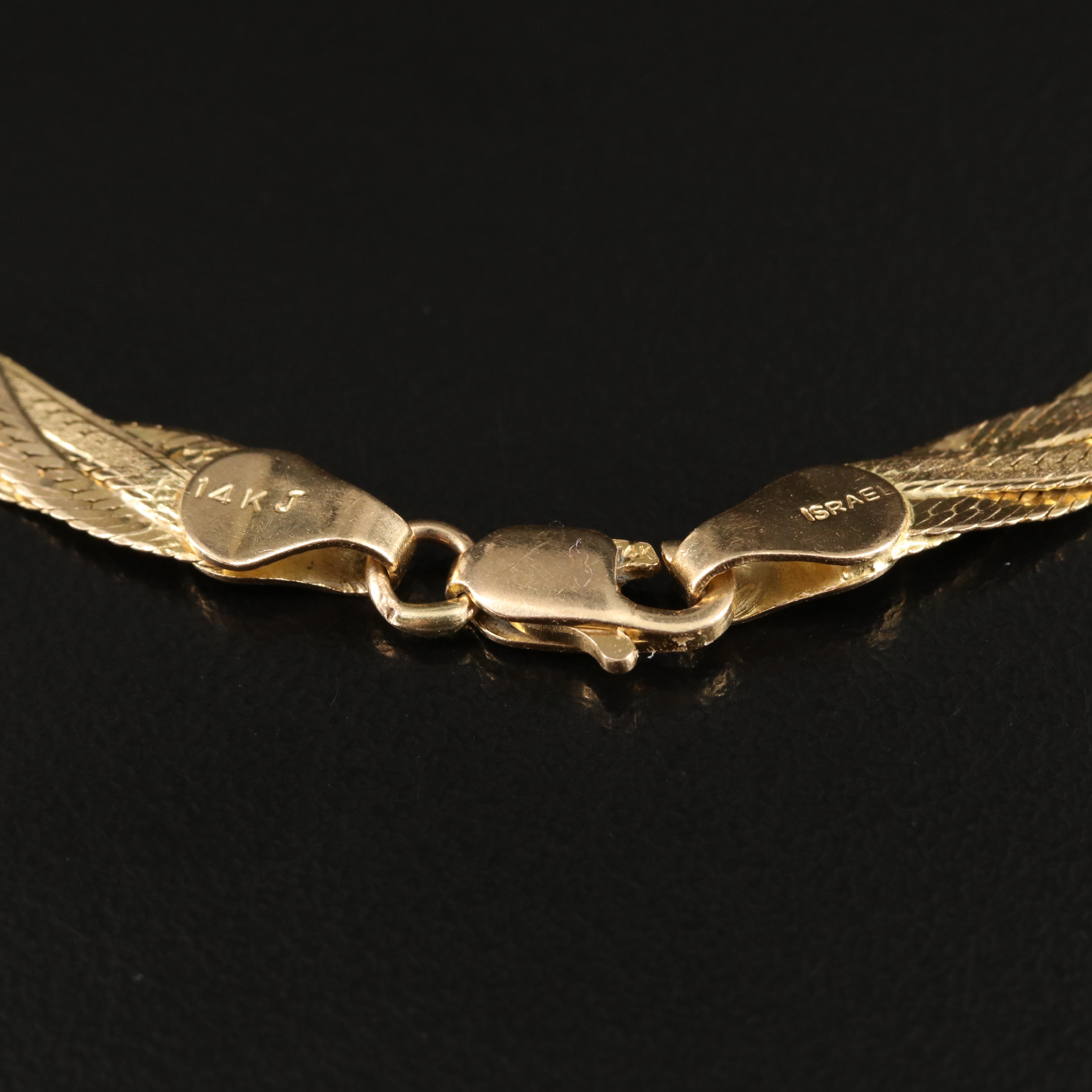 14K Braided Herringbone Chain Bracelet