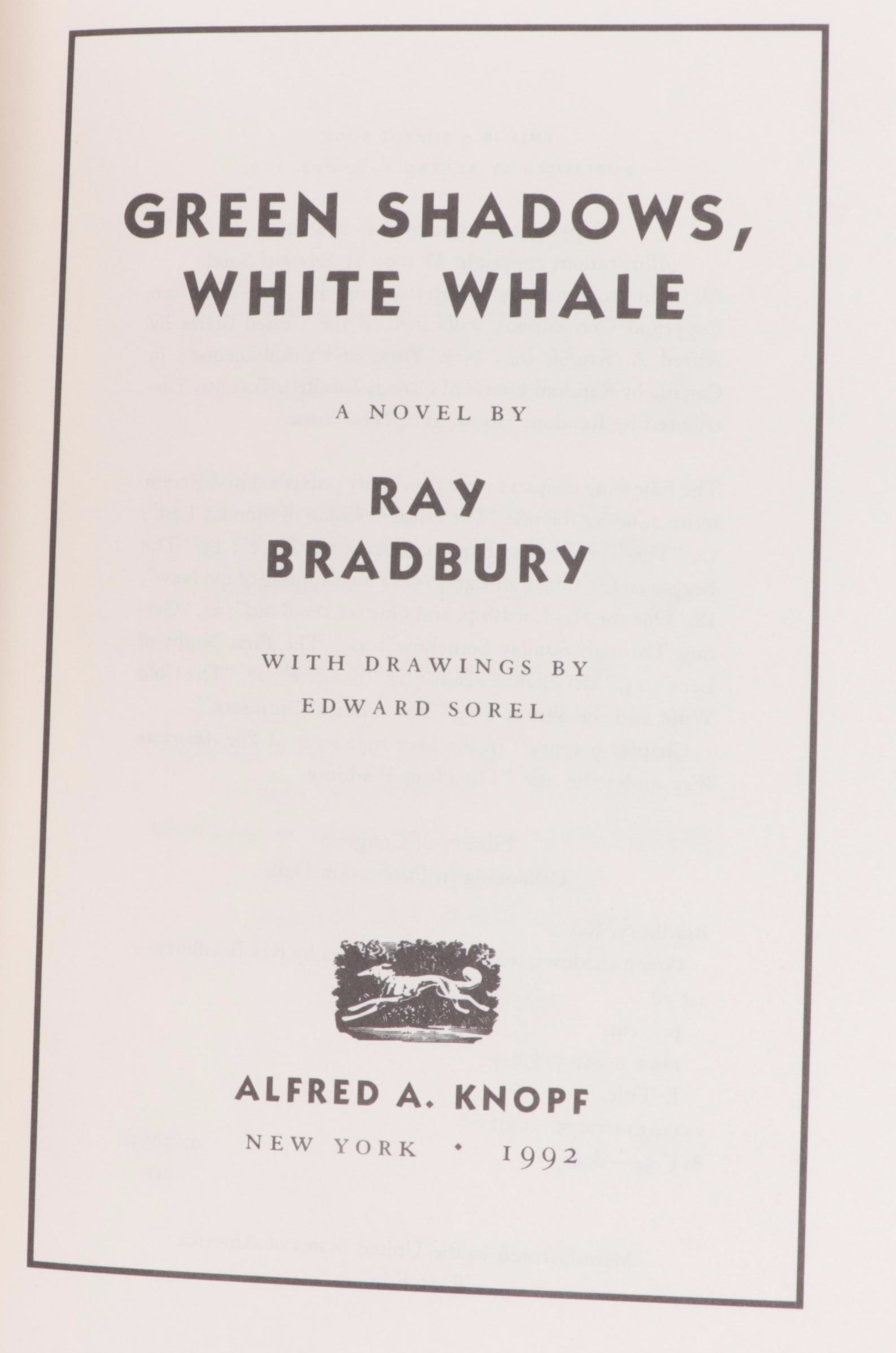 First Edition "Green Shadows, White Whale" by Ray Bradbury and More