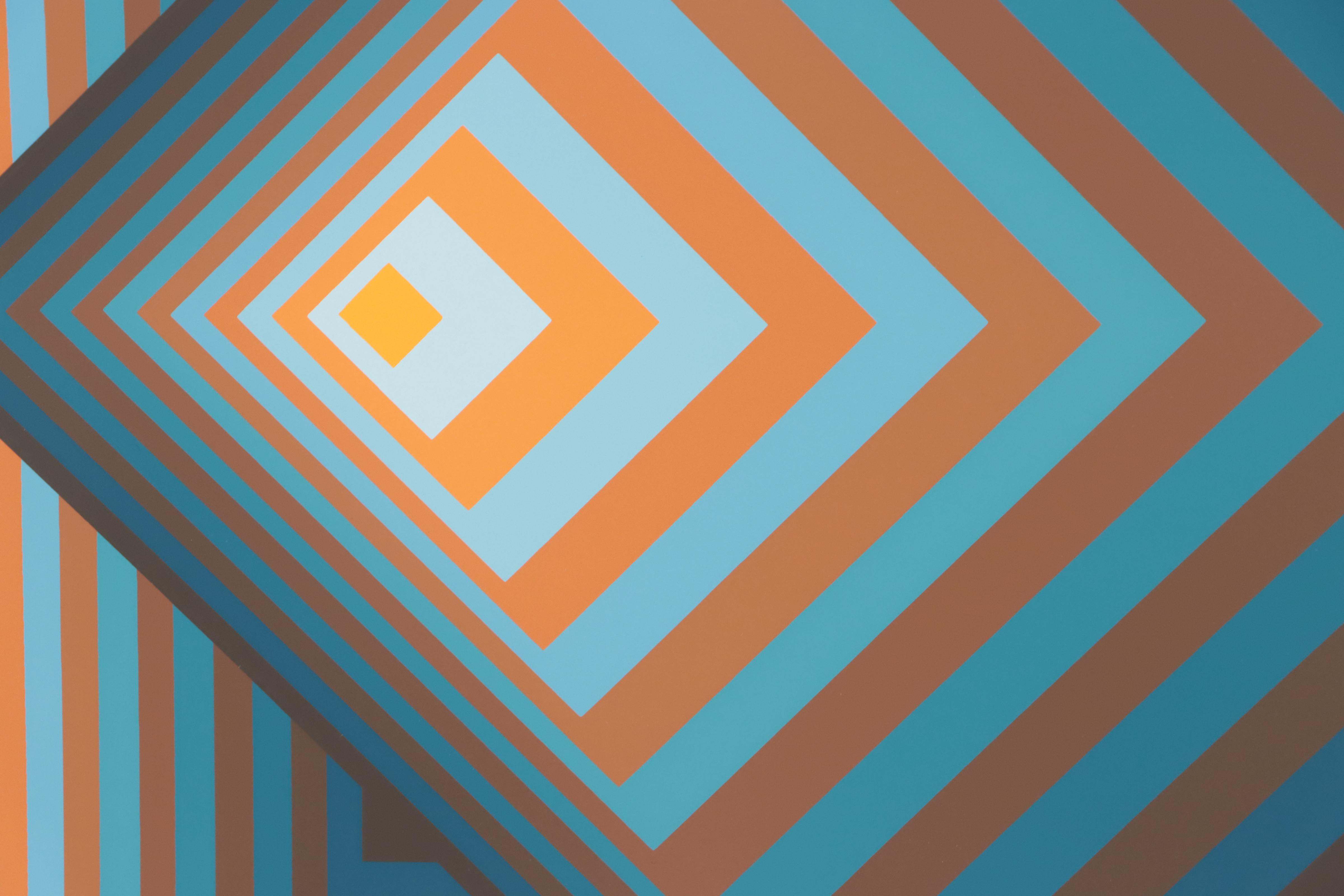 Jurgen Peters Op Art Serigraph "Pyramidal Contrast," 1981