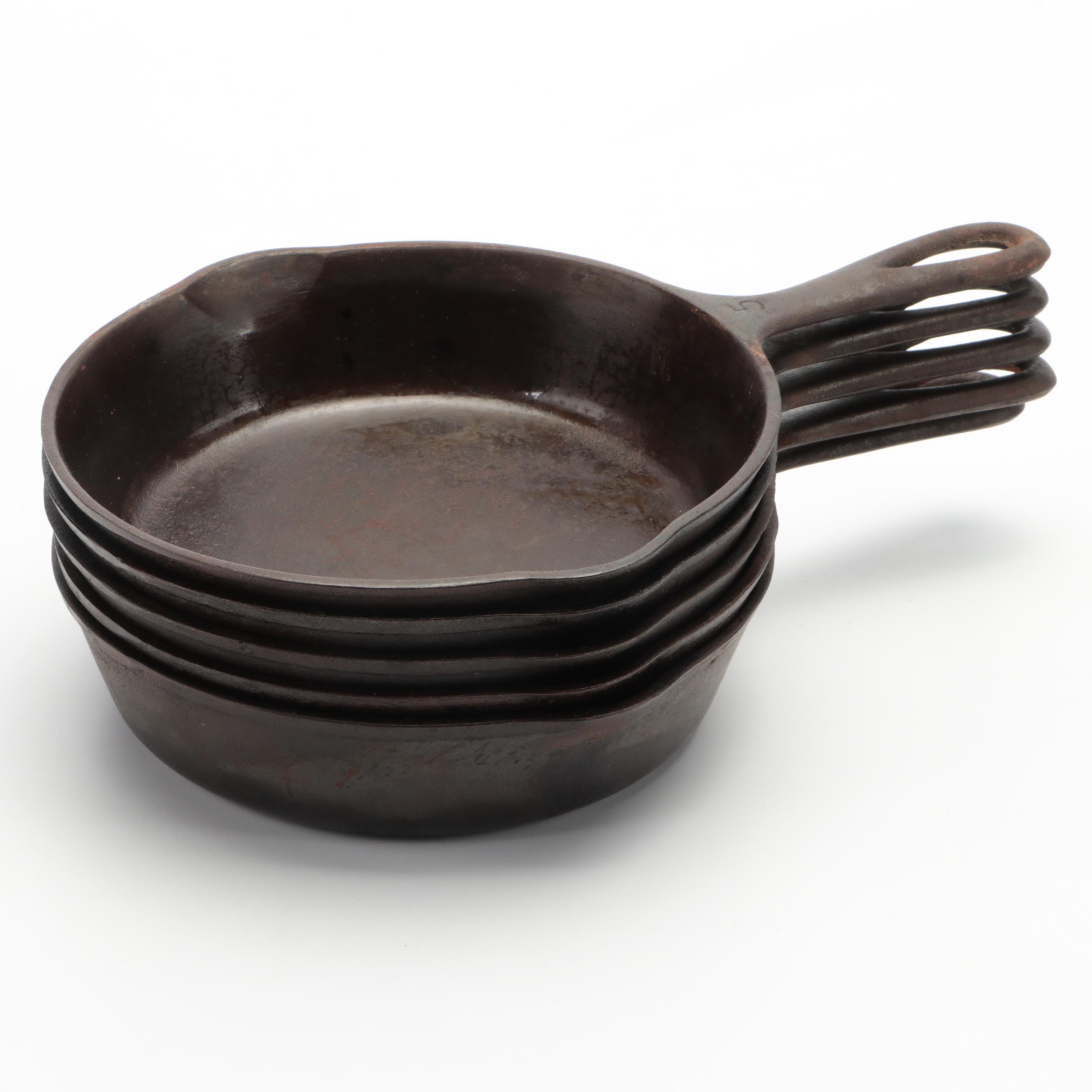Wagner Ware No. 5 Cast Iron Skillets with Other Deep Skillet, 20th Century