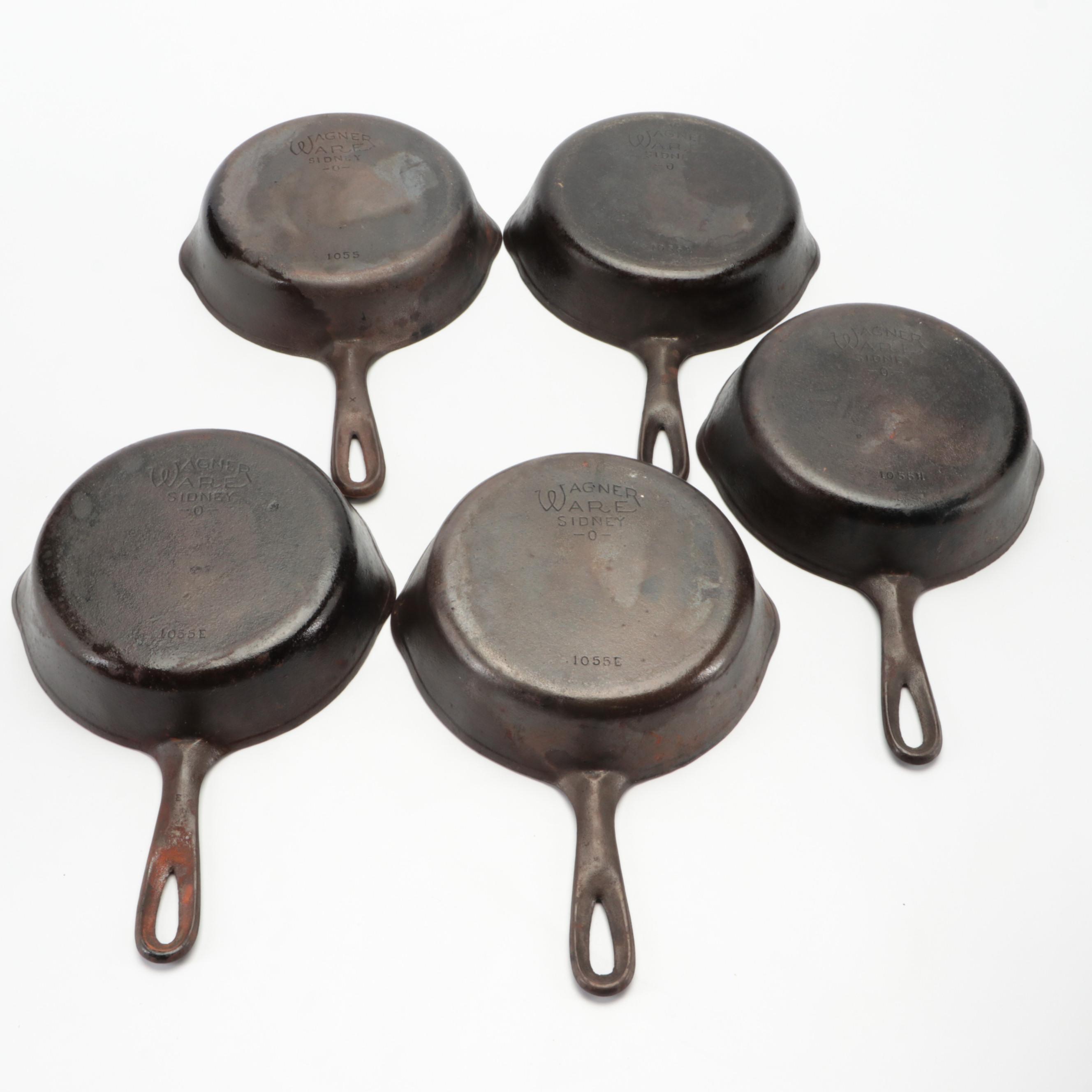 Wagner Ware No. 5 Cast Iron Skillets with Other Deep Skillet, 20th Century