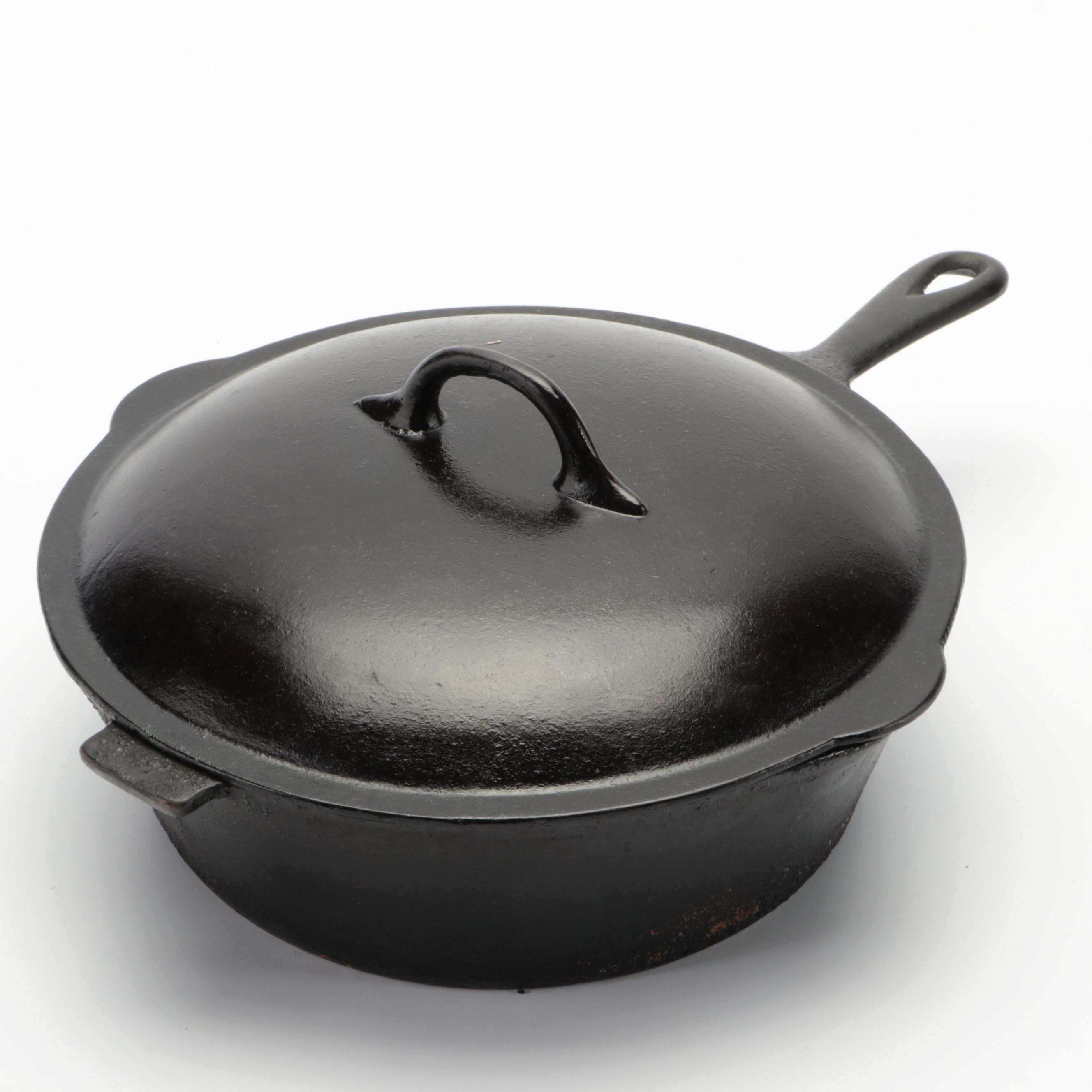 Wagner Ware No. 5 Cast Iron Skillets with Other Deep Skillet, 20th Century