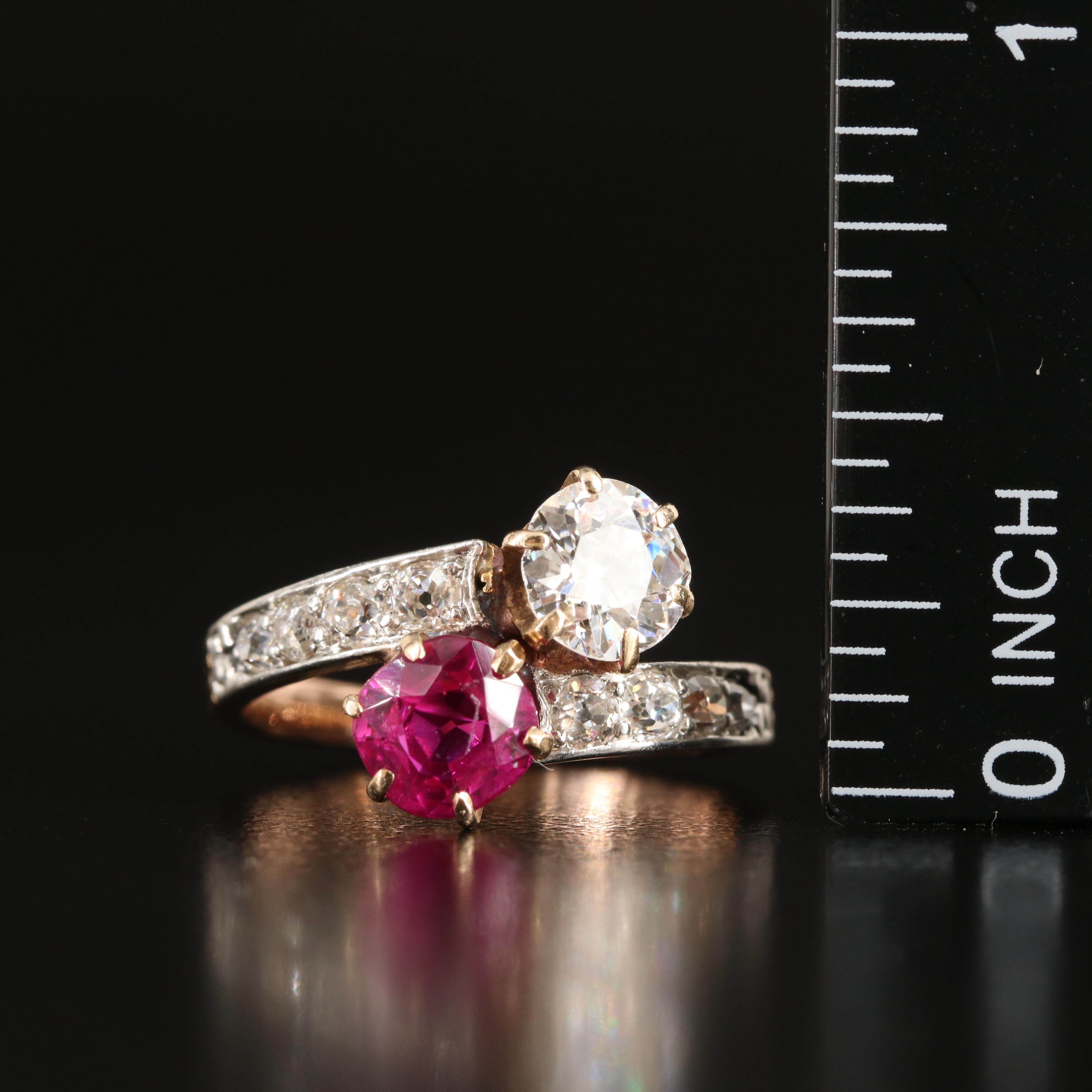 TB Starr 18K 1.20 CTW Diamond and 1.34 CT Ruby Ring with Platinum Accents