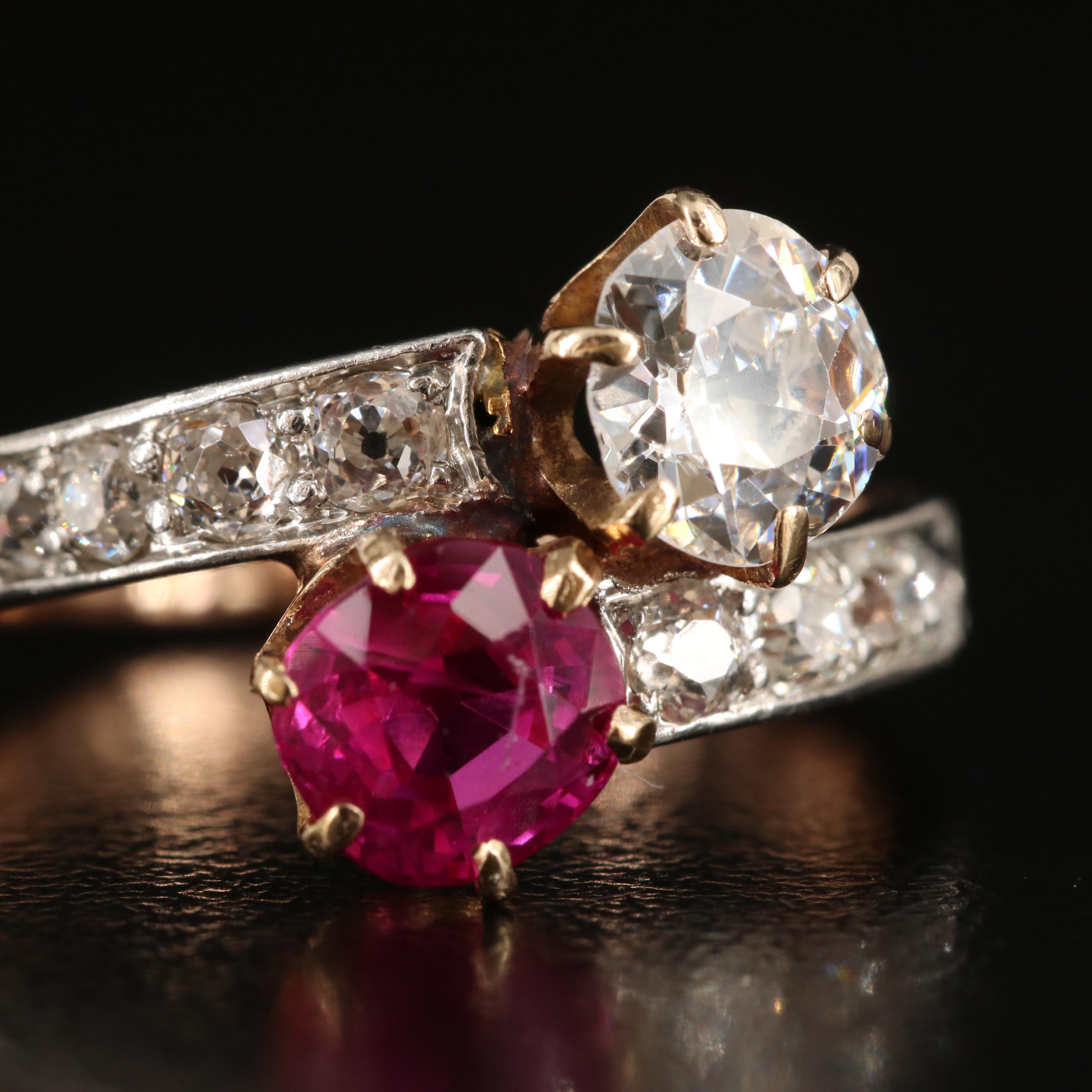 TB Starr 18K 1.20 CTW Diamond and 1.34 CT Ruby Ring with Platinum Accents