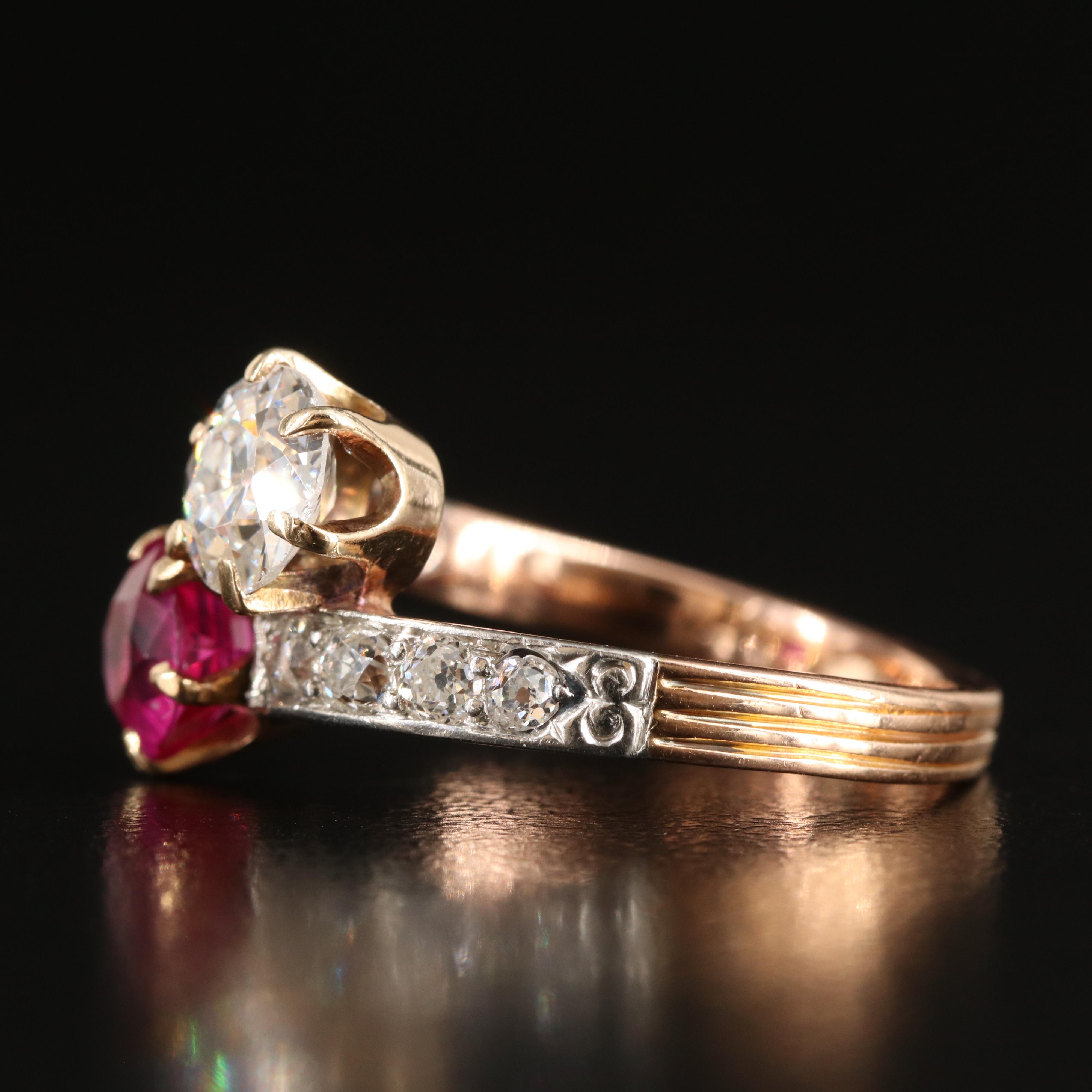 TB Starr 18K 1.20 CTW Diamond and 1.34 CT Ruby Ring with Platinum Accents
