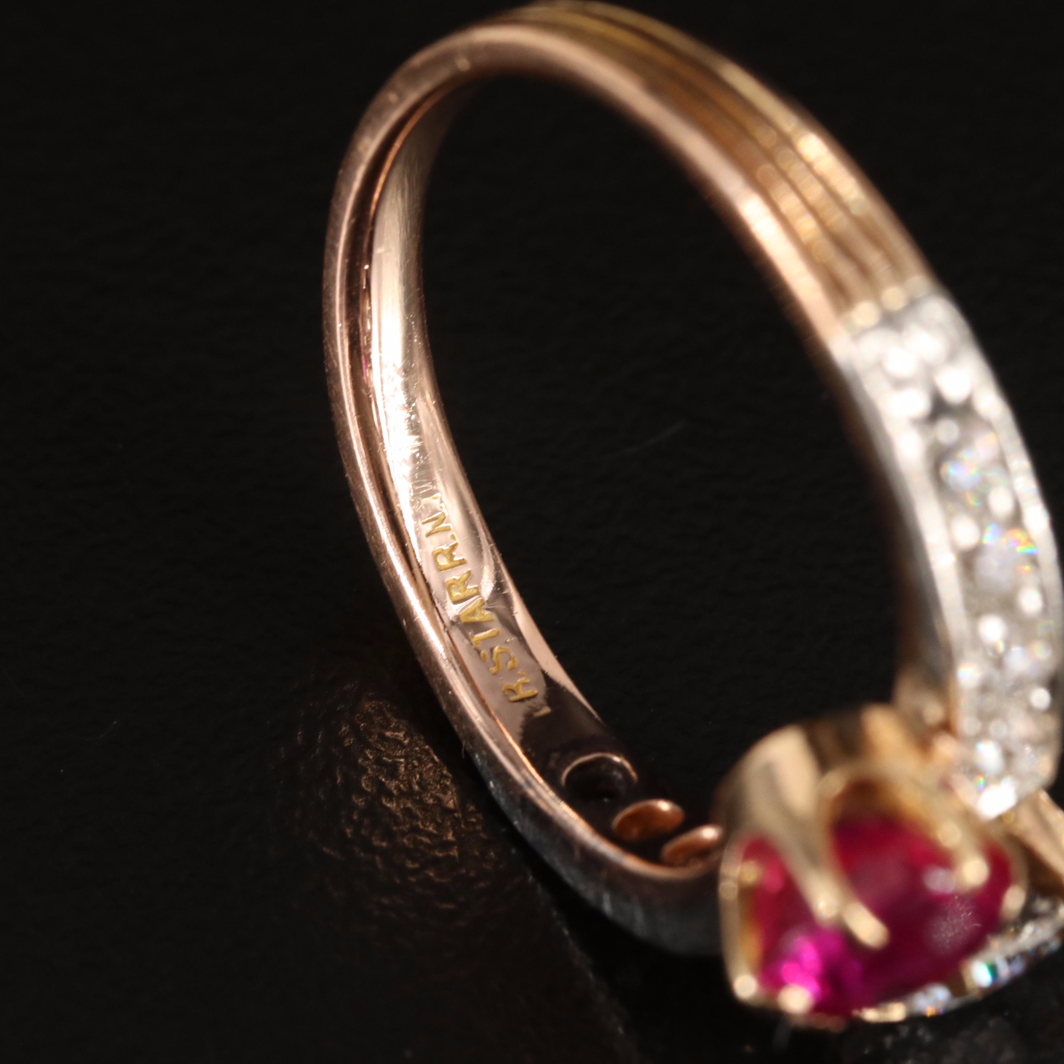 TB Starr 18K 1.20 CTW Diamond and 1.34 CT Ruby Ring with Platinum Accents