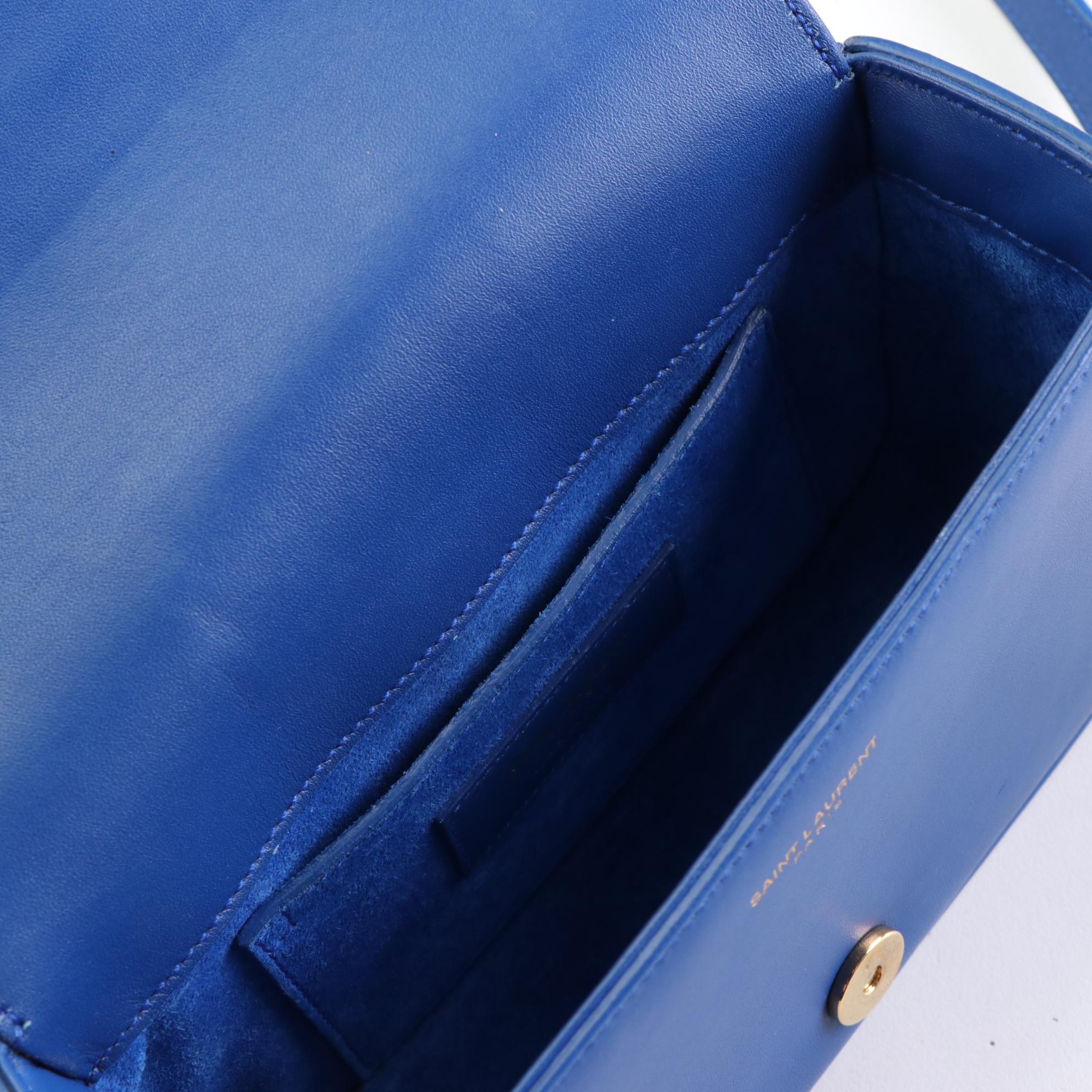 Saint Laurent Small Universite Crossbody Bag in Blue Leather