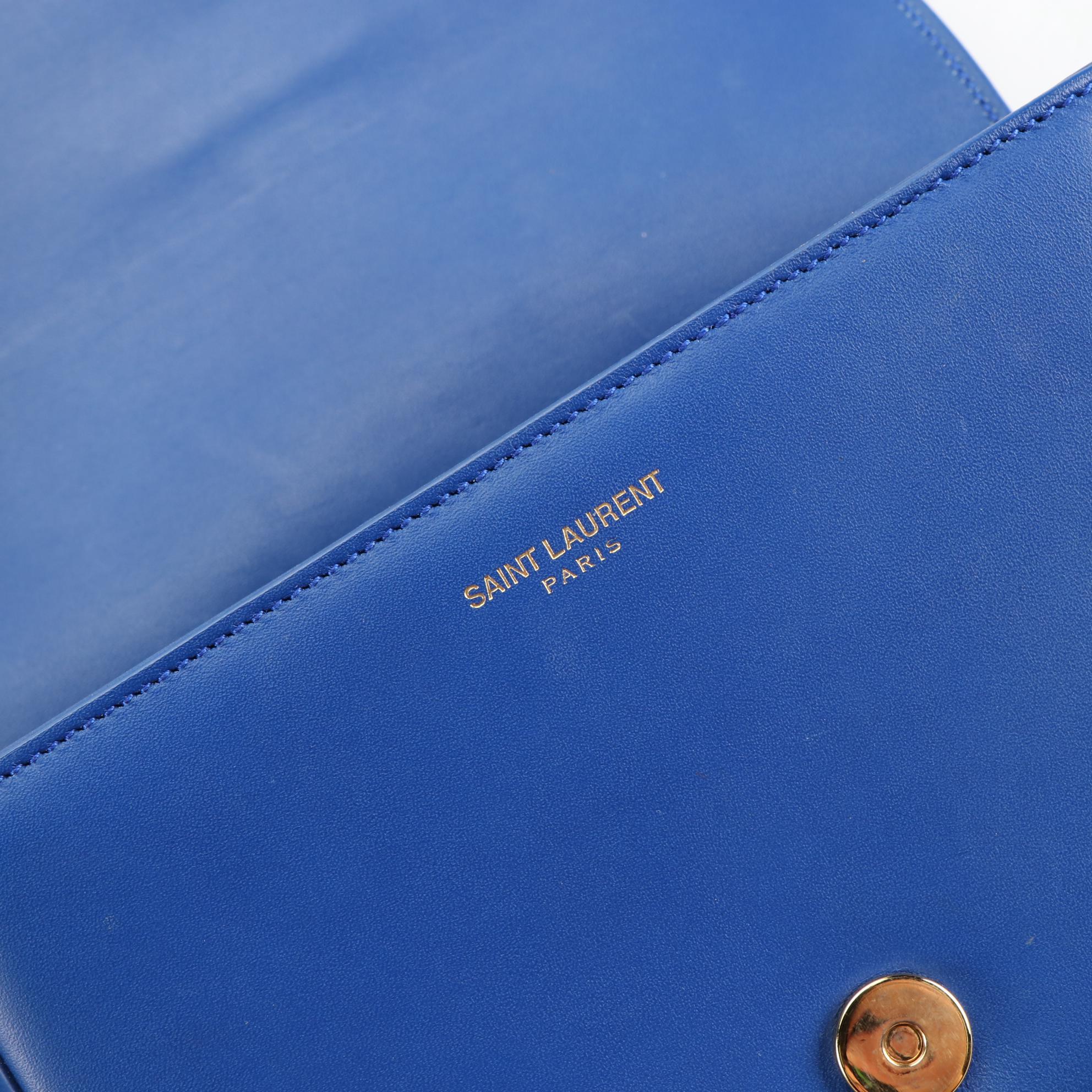 Saint Laurent Small Universite Crossbody Bag in Blue Leather