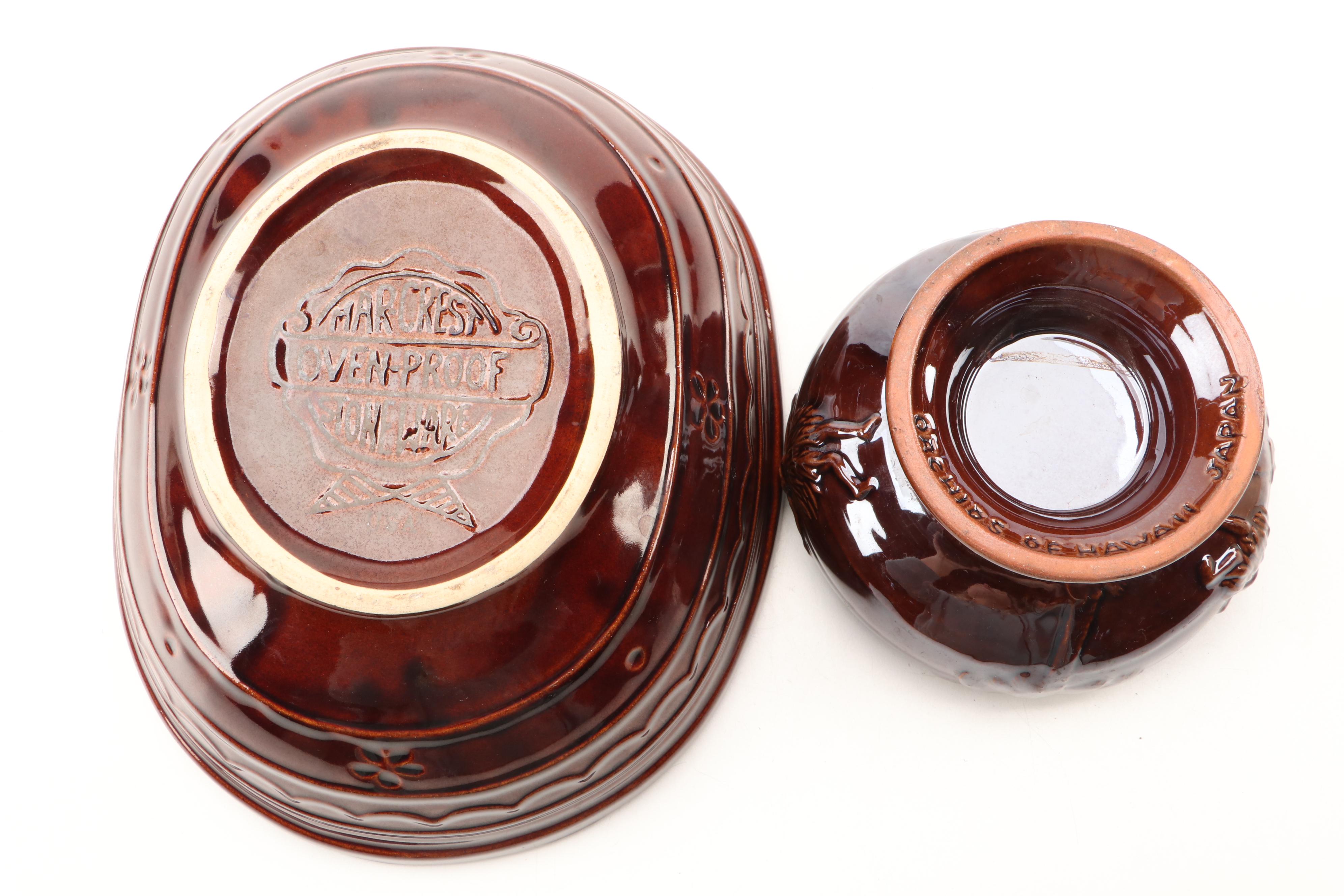 McCoy, Hull, and Other Brown Drip Glazed Pottery Dinnerware and Tableware