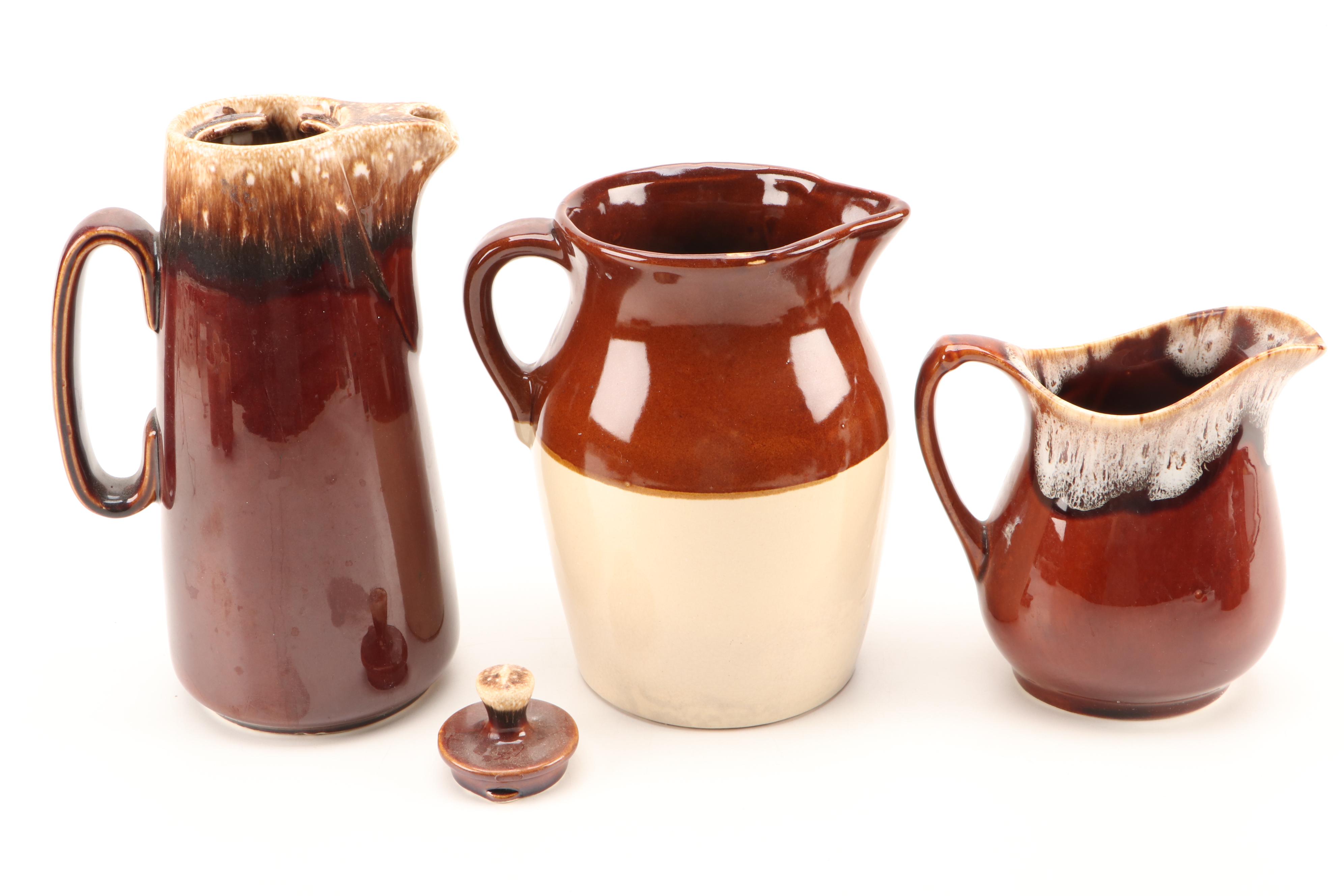 McCoy, Hull, and Other Brown Drip Glazed Pottery Dinnerware and Tableware
