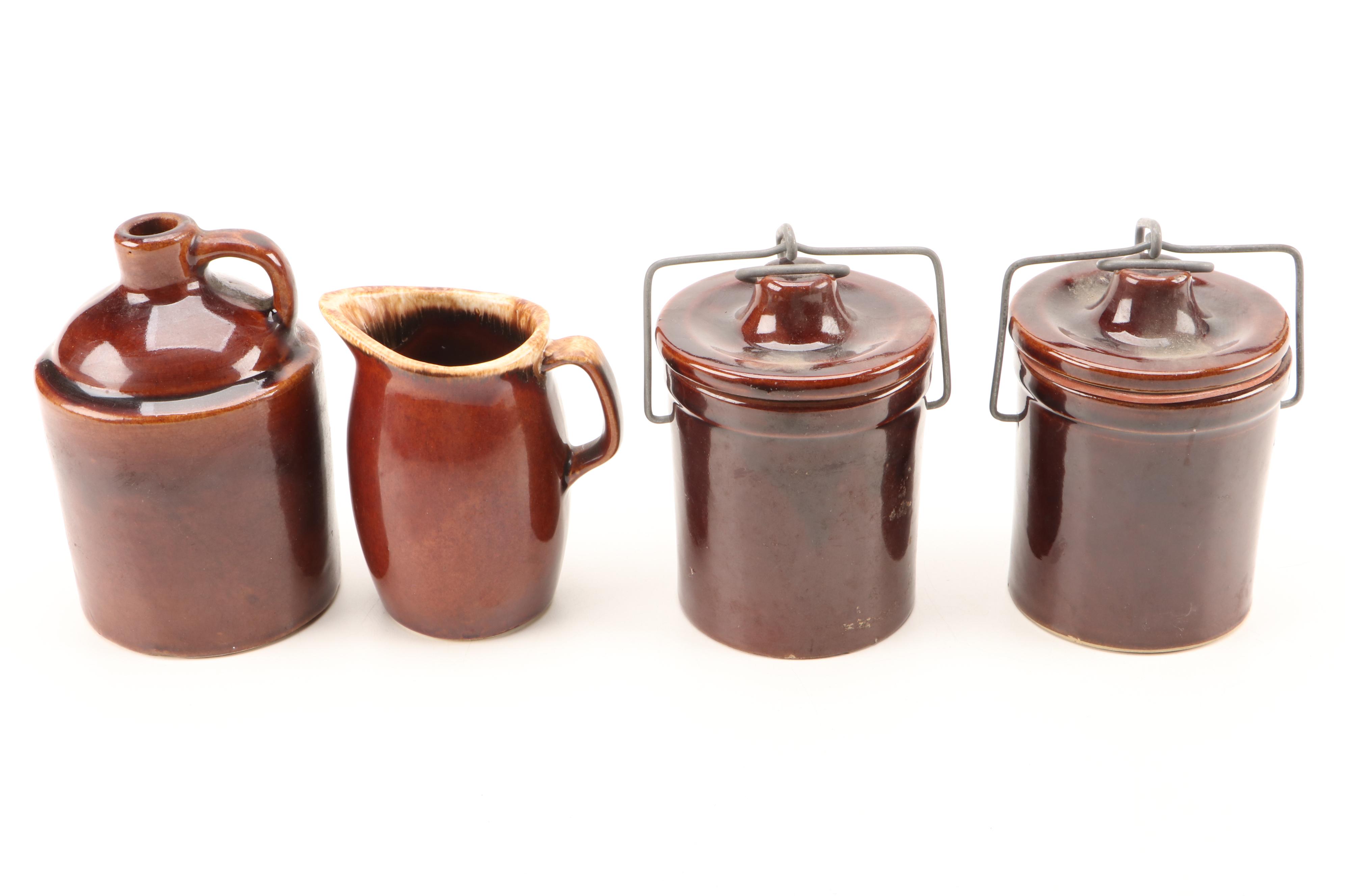 McCoy, Hull, and Other Brown Drip Glazed Pottery Dinnerware and Tableware