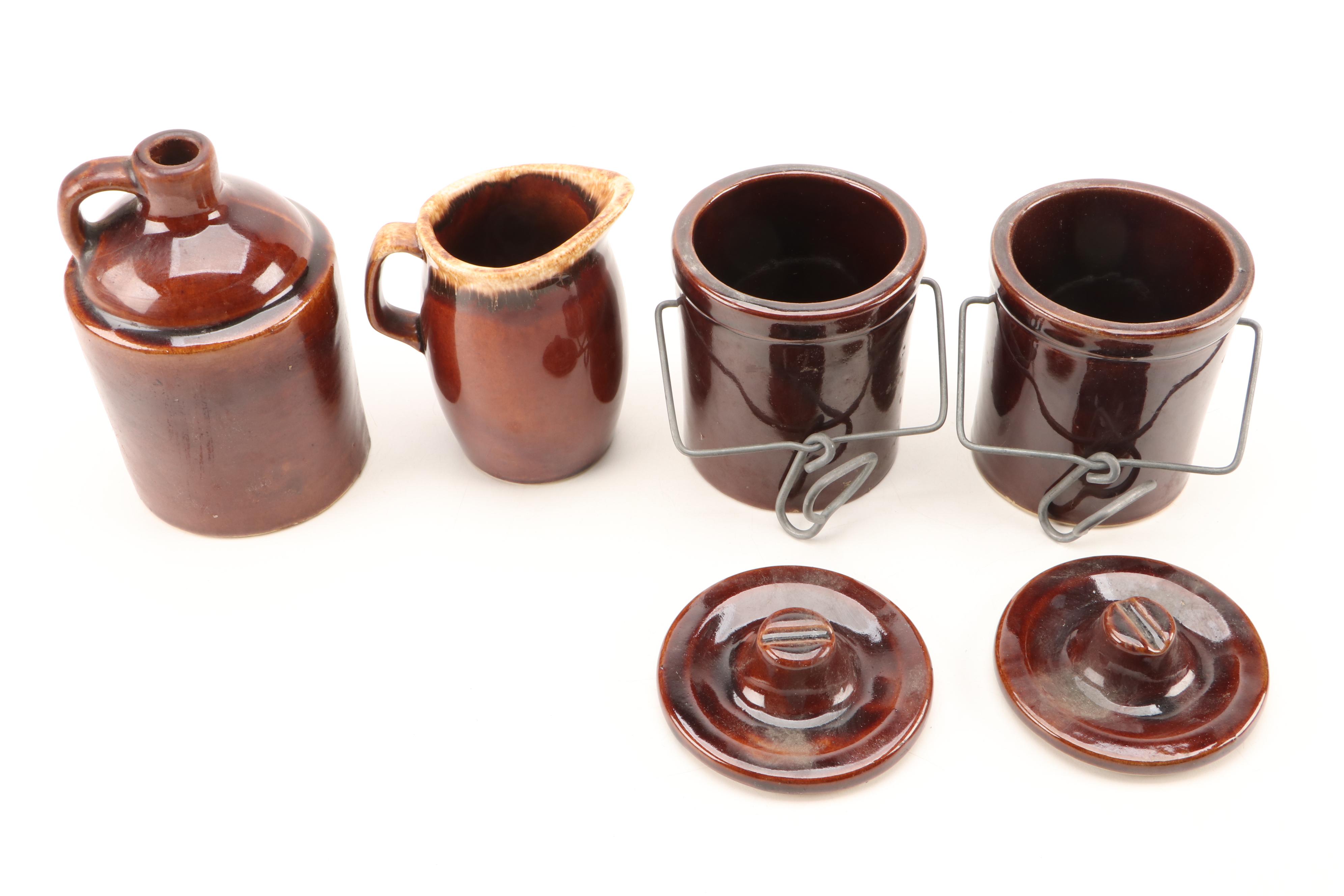 McCoy, Hull, and Other Brown Drip Glazed Pottery Dinnerware and Tableware