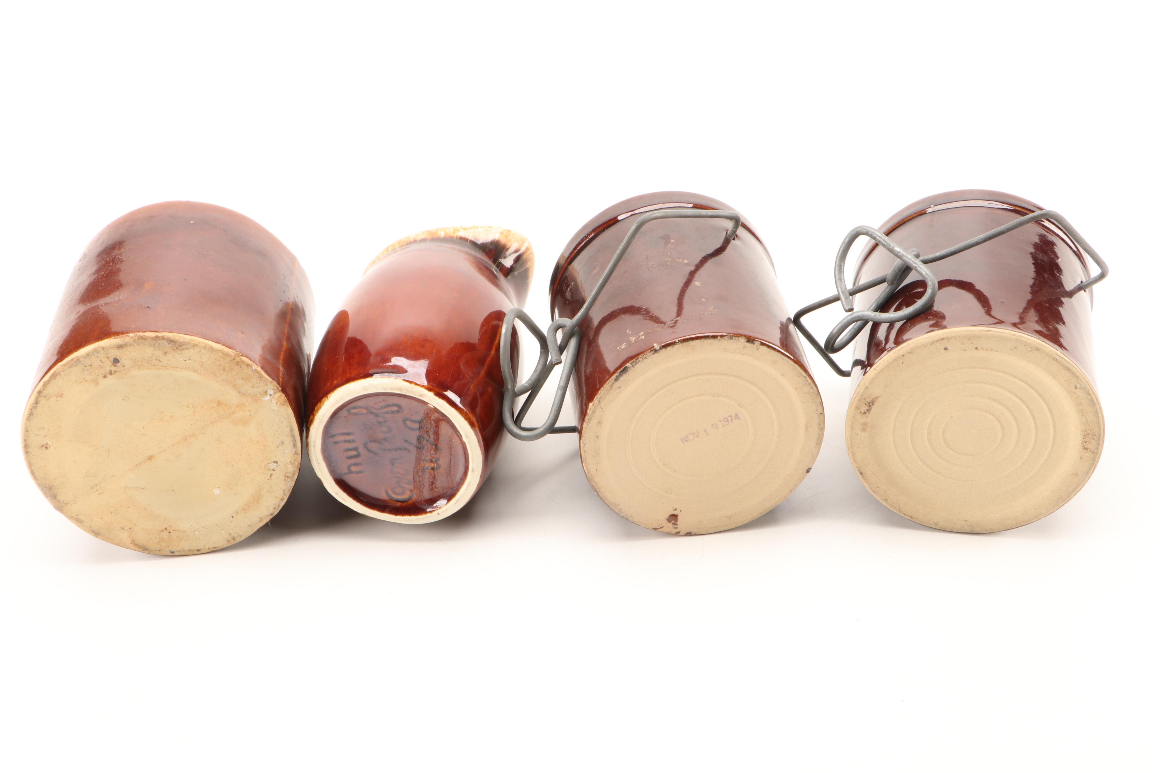 McCoy, Hull, and Other Brown Drip Glazed Pottery Dinnerware and Tableware