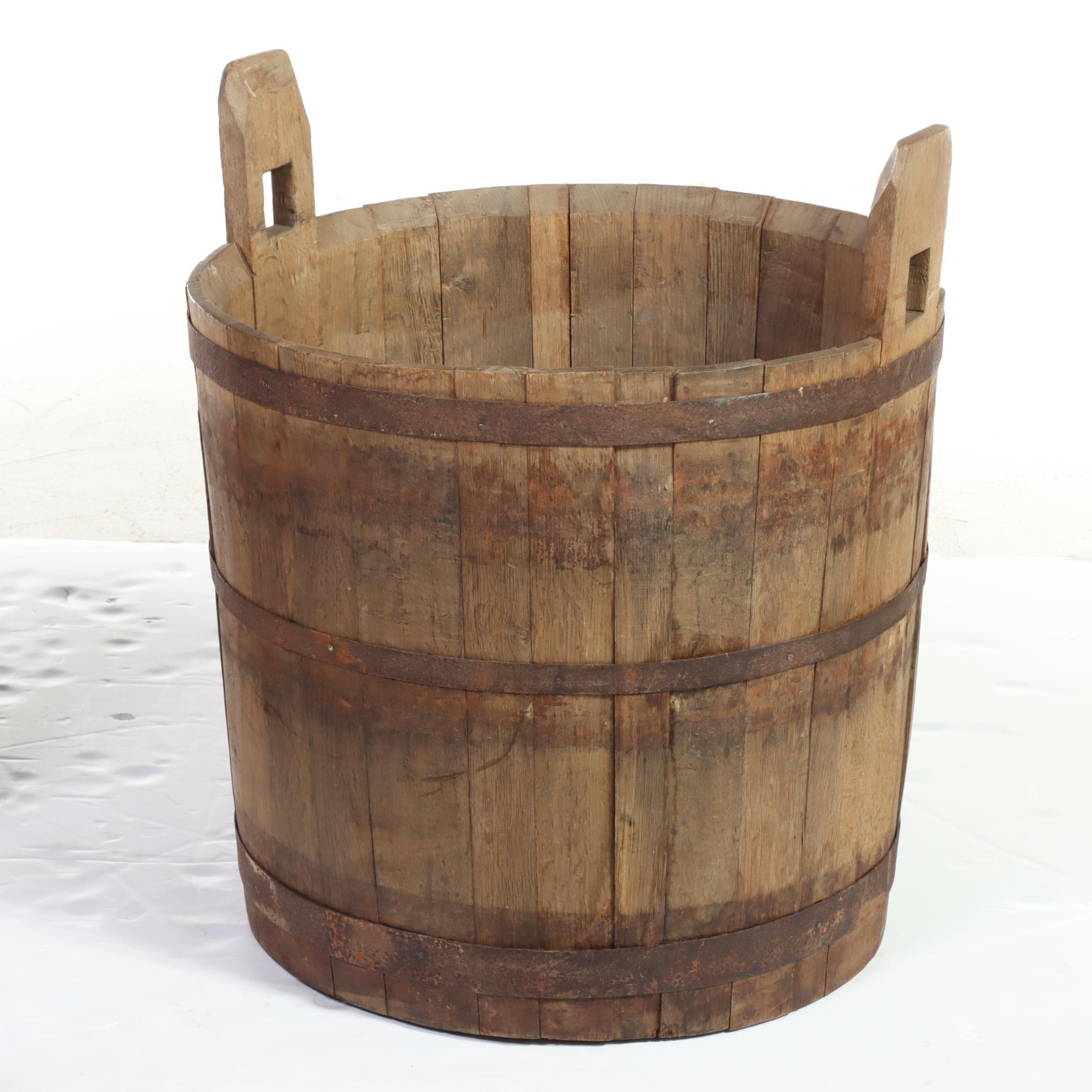 Iron Bound Wood Slat Buckets