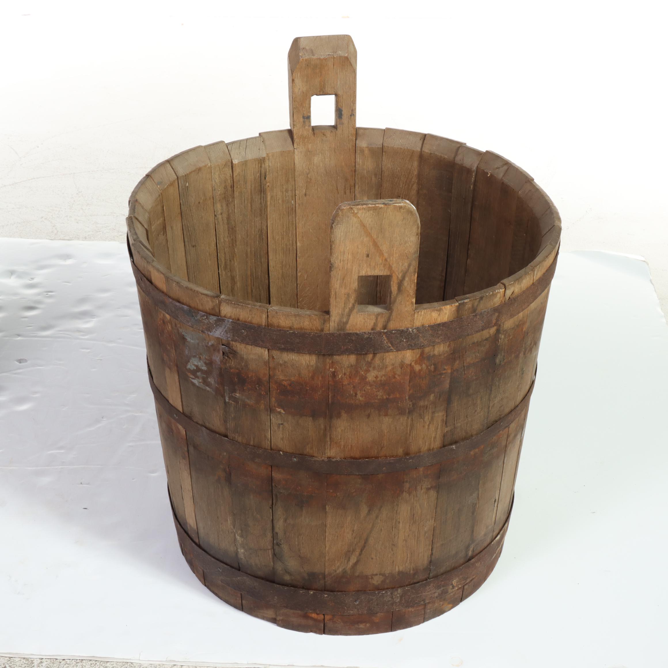 Iron Bound Wood Slat Buckets