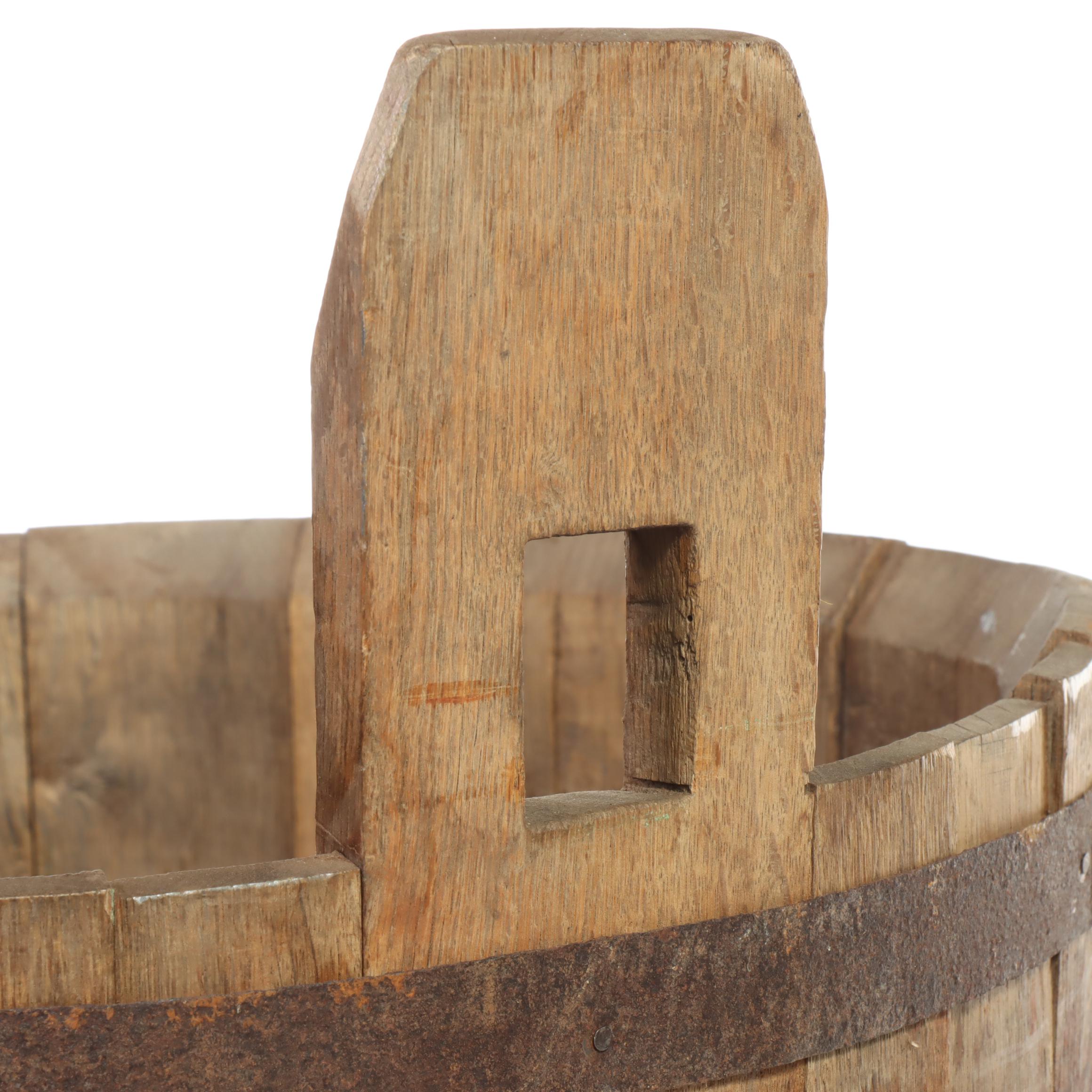 Iron Bound Wood Slat Buckets