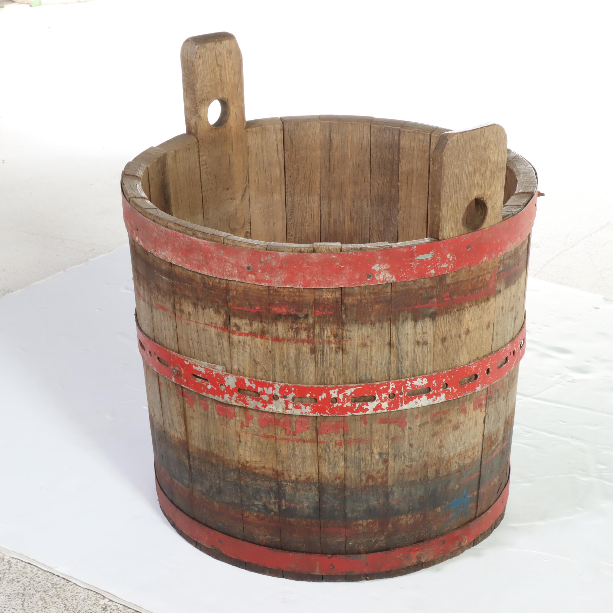 Iron Bound Wood Slat Buckets