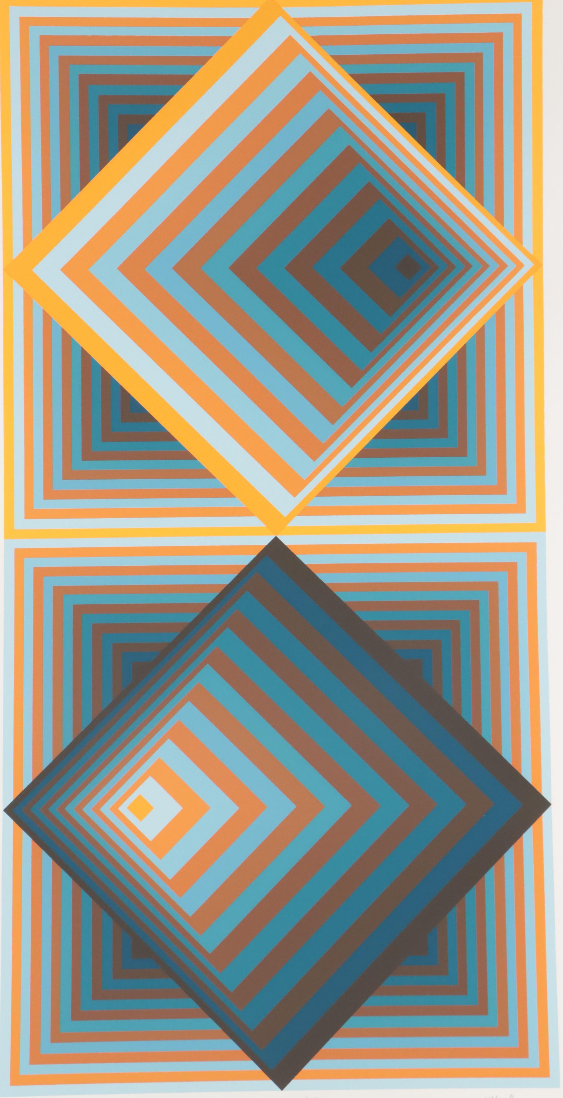 Jurgen Peters Op Art Serigraph "Pyramidal Contrast," 1981