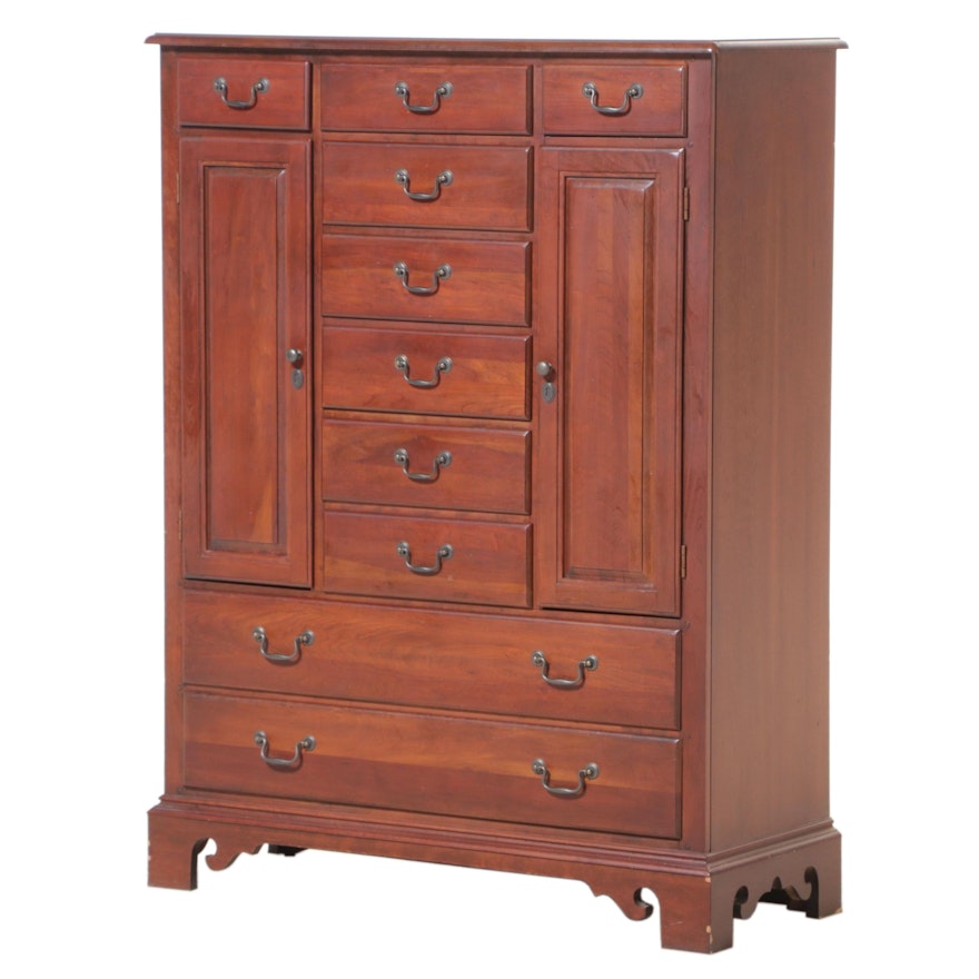 Federal Style Cherrywood-Stained Ten-Drawer Gentleman's Chest, Late 20th Century