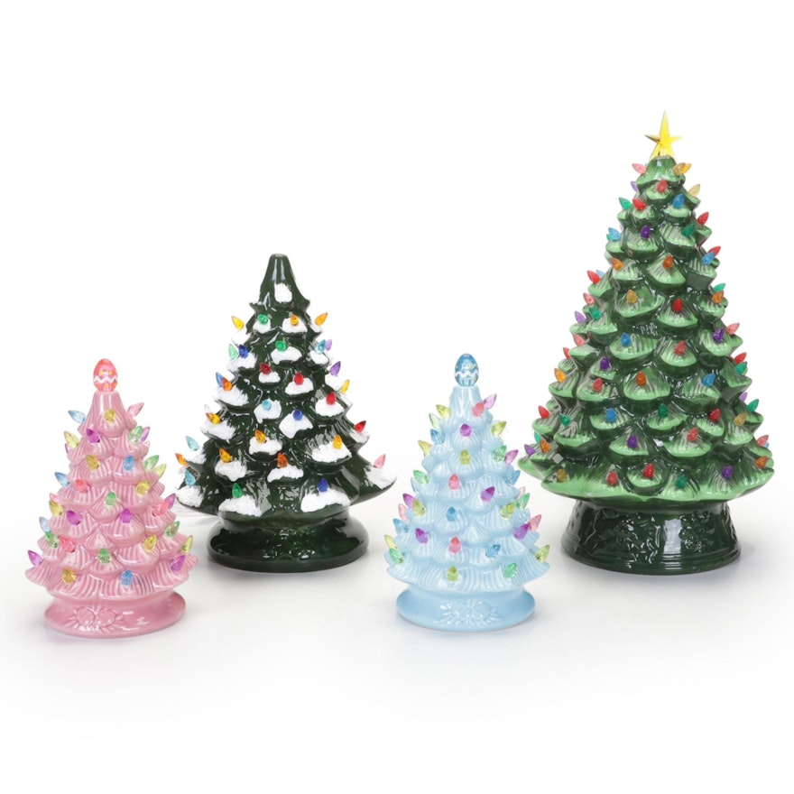 Mr. Christmas and Other Table Top Ceramic Light-Up Christmas Trees