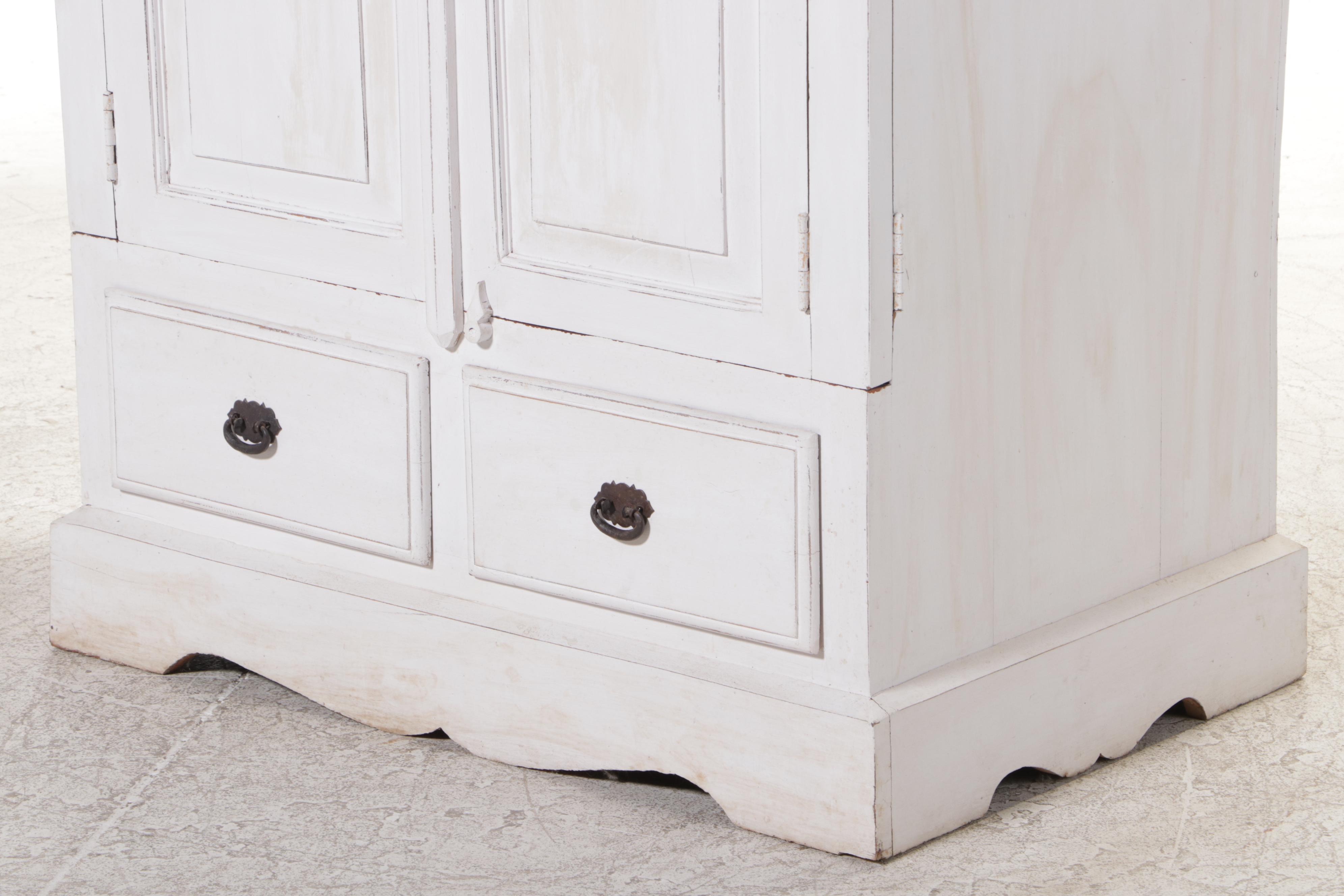 Indian White-Painted Hardwood Armoire