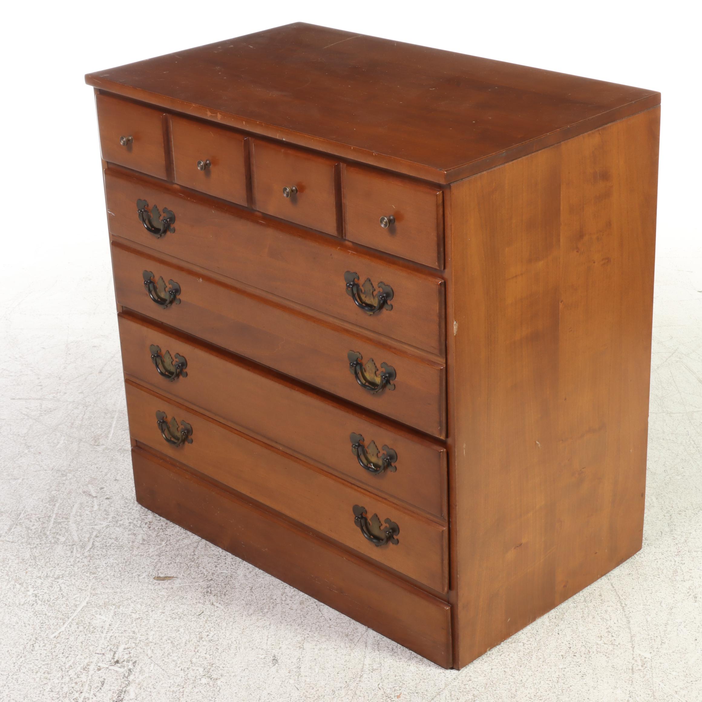 Federal Style Maple Three-Drawer Bedside Chest, Mid to Late 20th Century