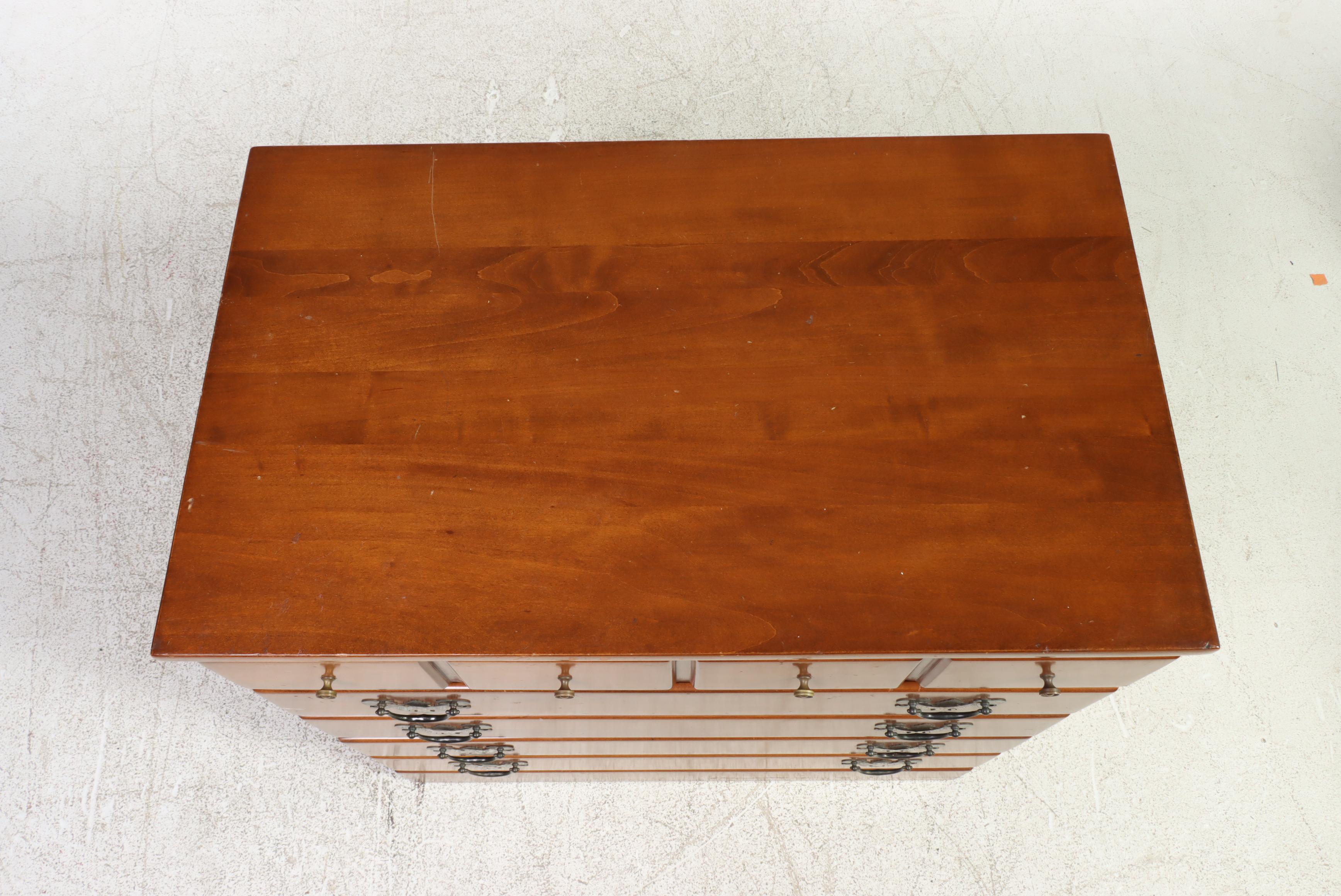 Federal Style Maple Three-Drawer Bedside Chest, Mid to Late 20th Century