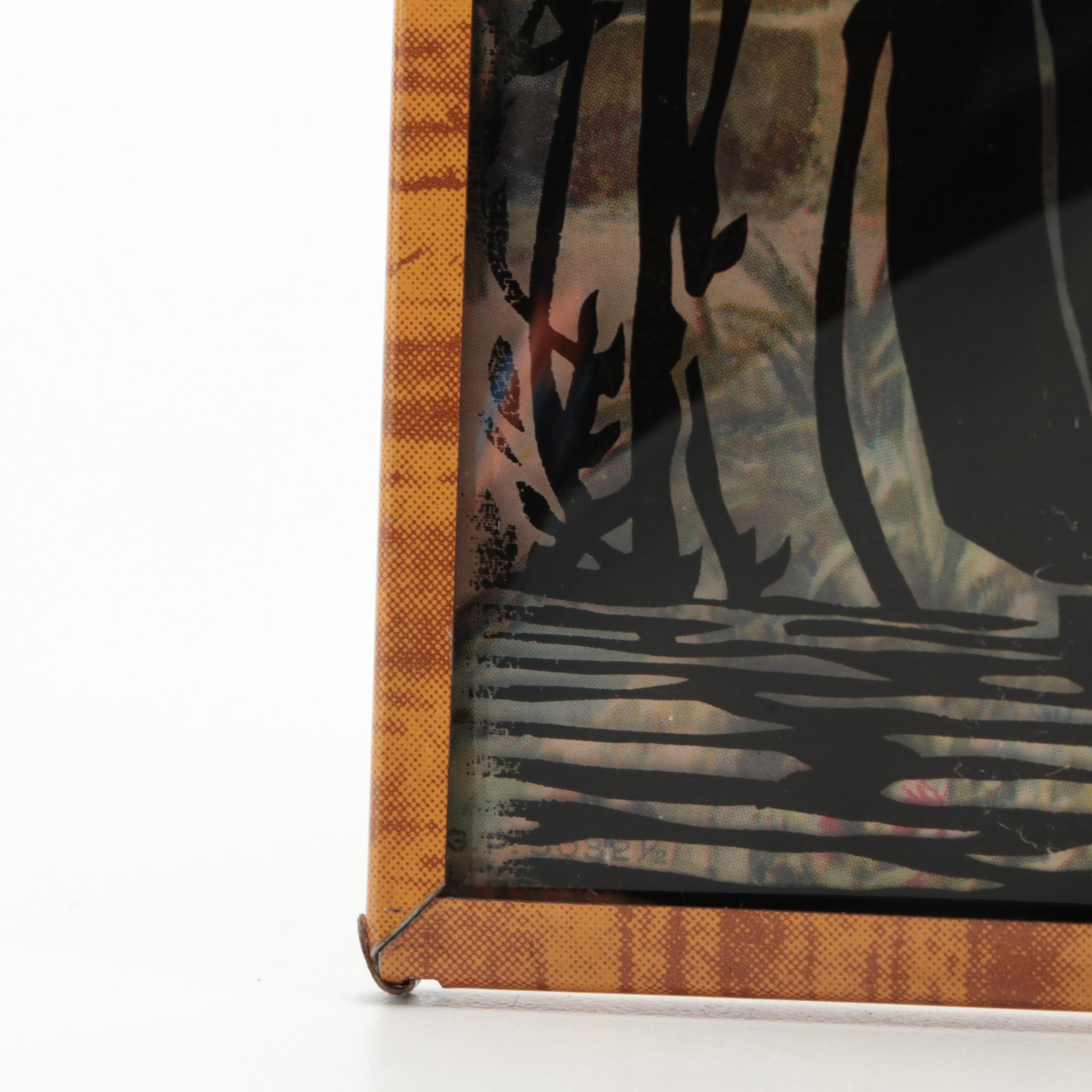 Benton Glass Reverse Serigraph and Offset Lithograph Scenic Silhouettes