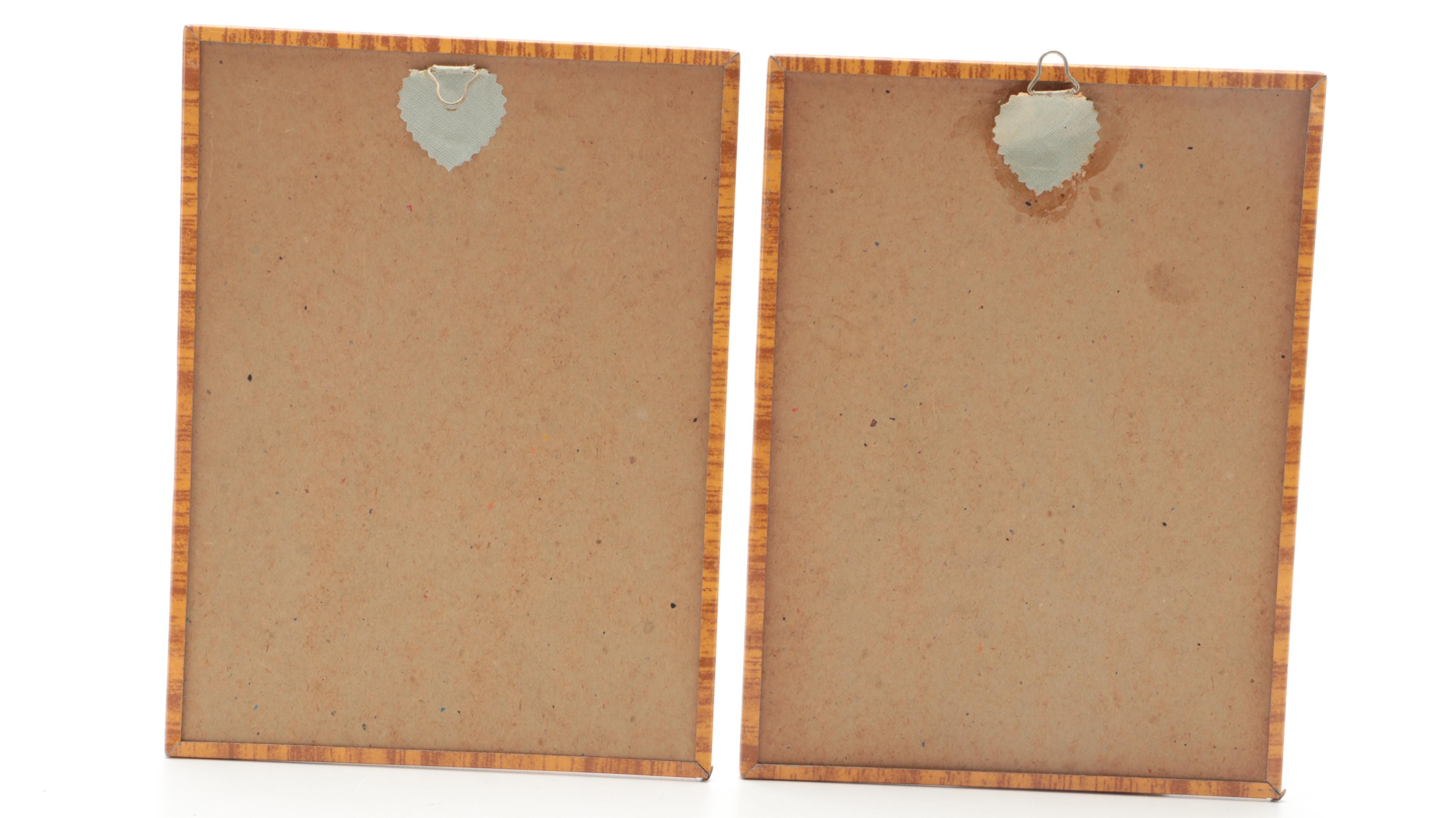 Benton Glass Reverse Serigraph and Offset Lithograph Scenic Silhouettes