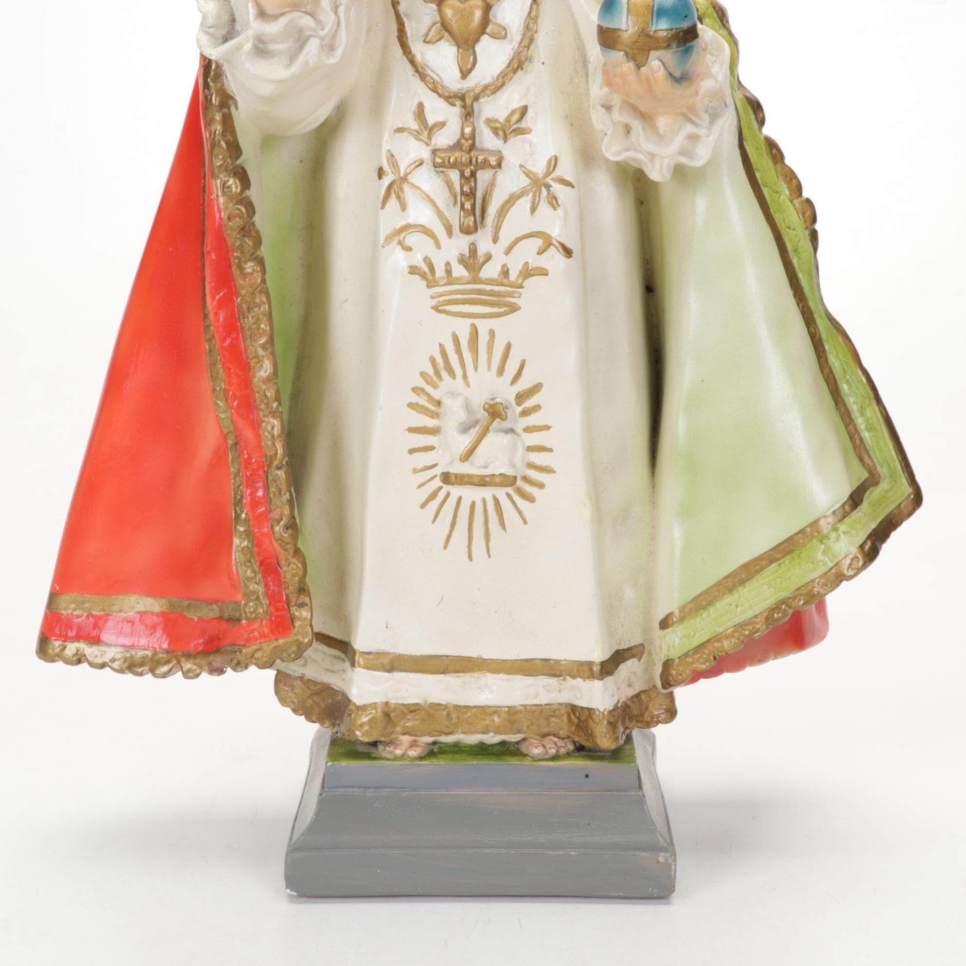 Infant Jesus of Prague Chalkware Sculpture