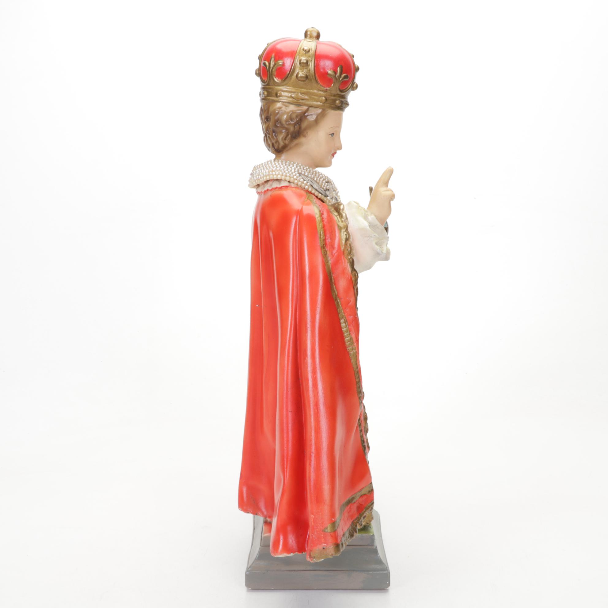 Infant Jesus of Prague Chalkware Sculpture