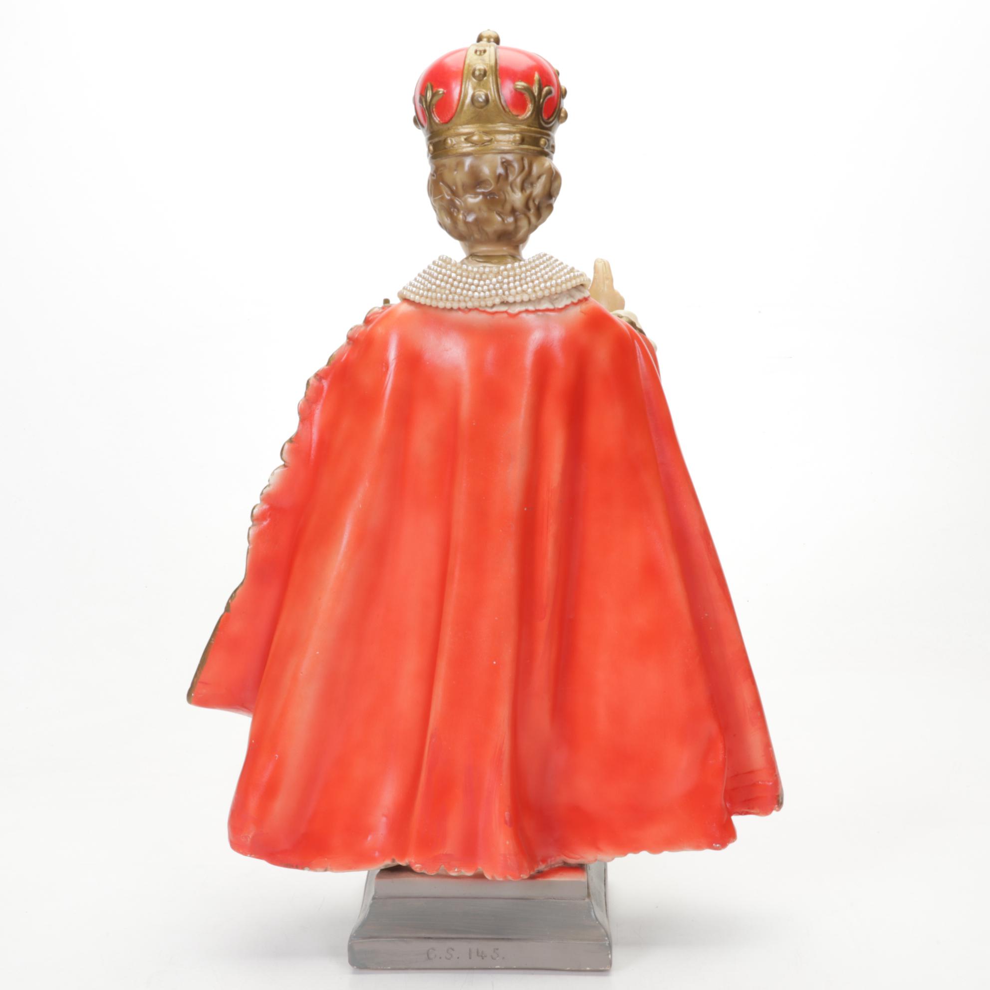 Infant Jesus of Prague Chalkware Sculpture