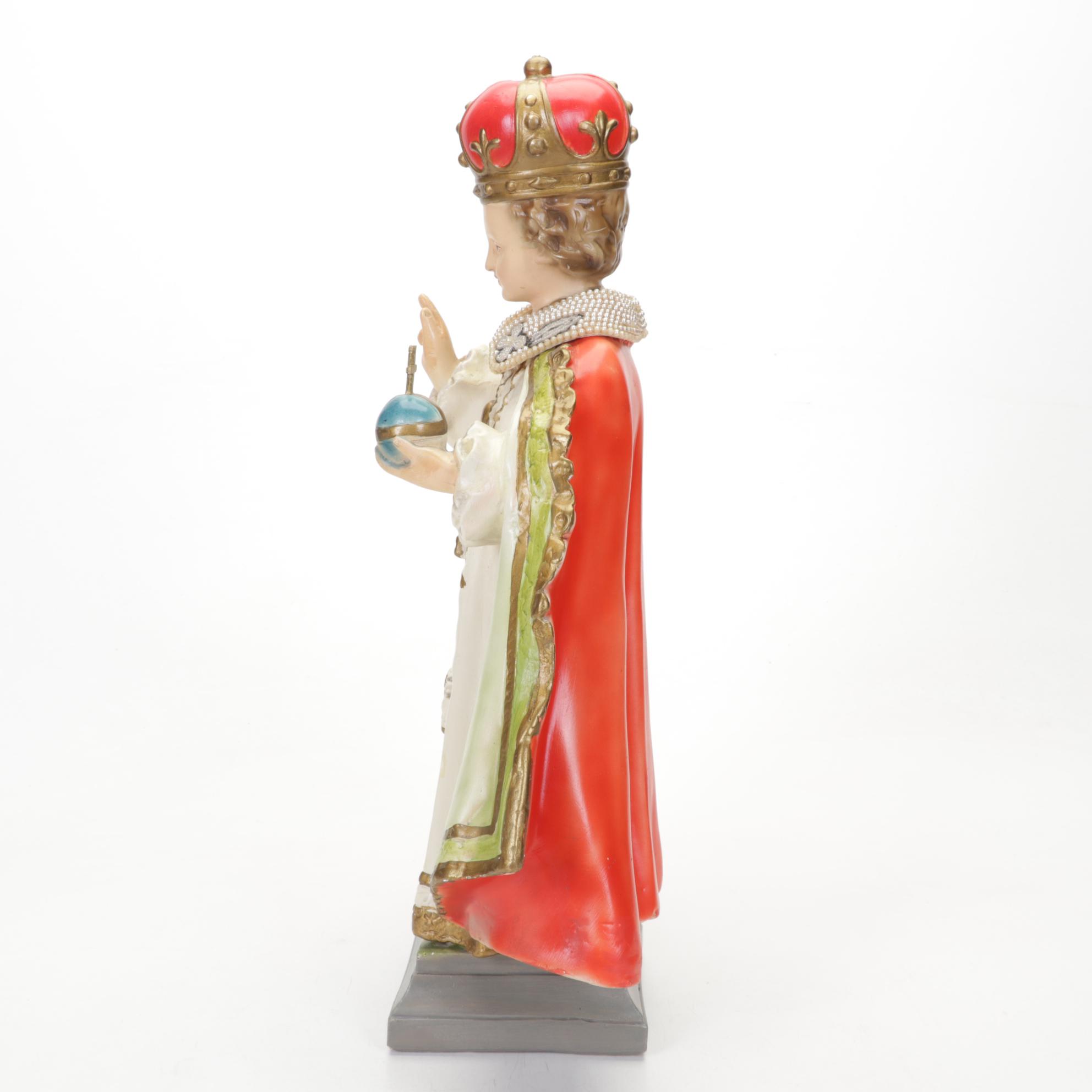 Infant Jesus of Prague Chalkware Sculpture