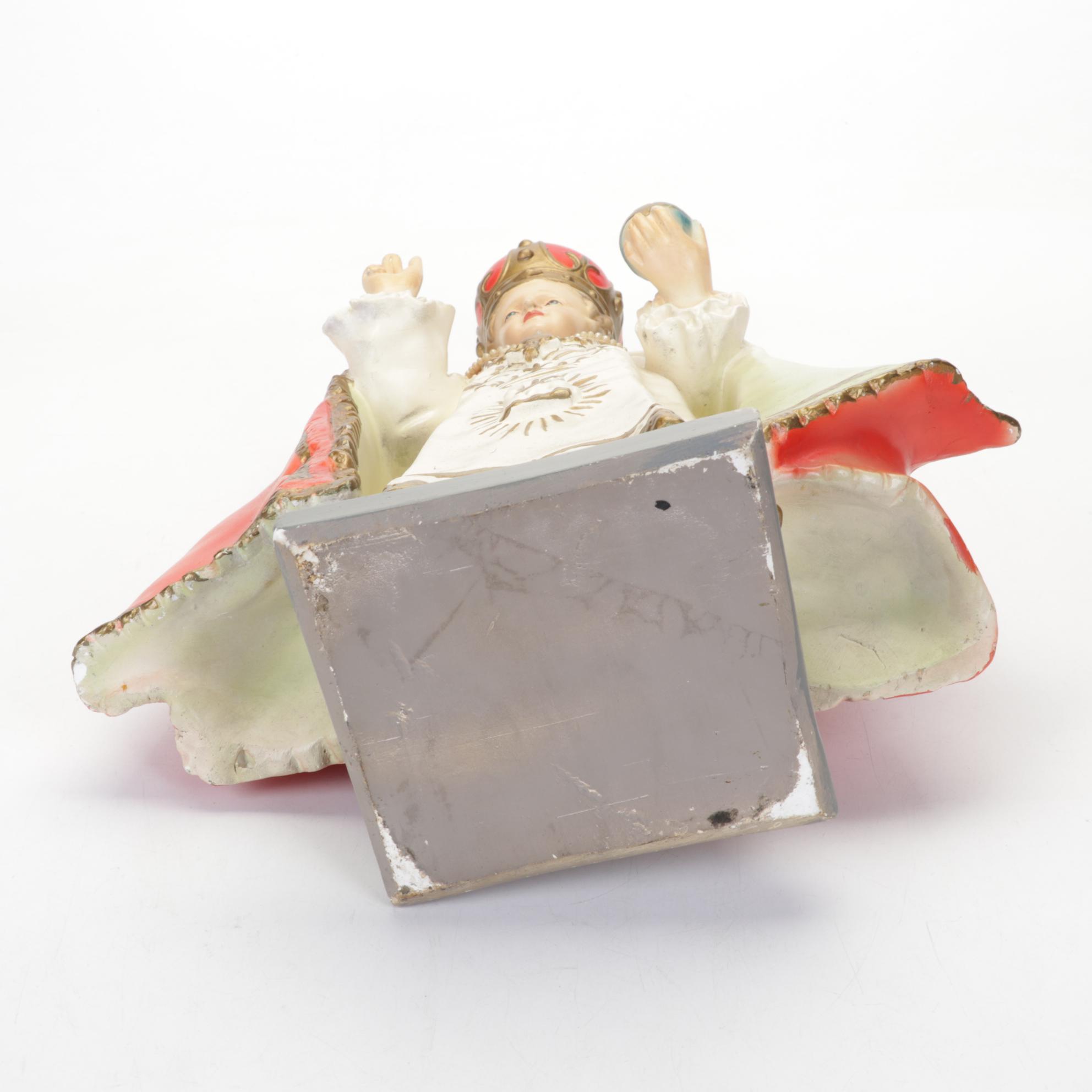 Infant Jesus of Prague Chalkware Sculpture