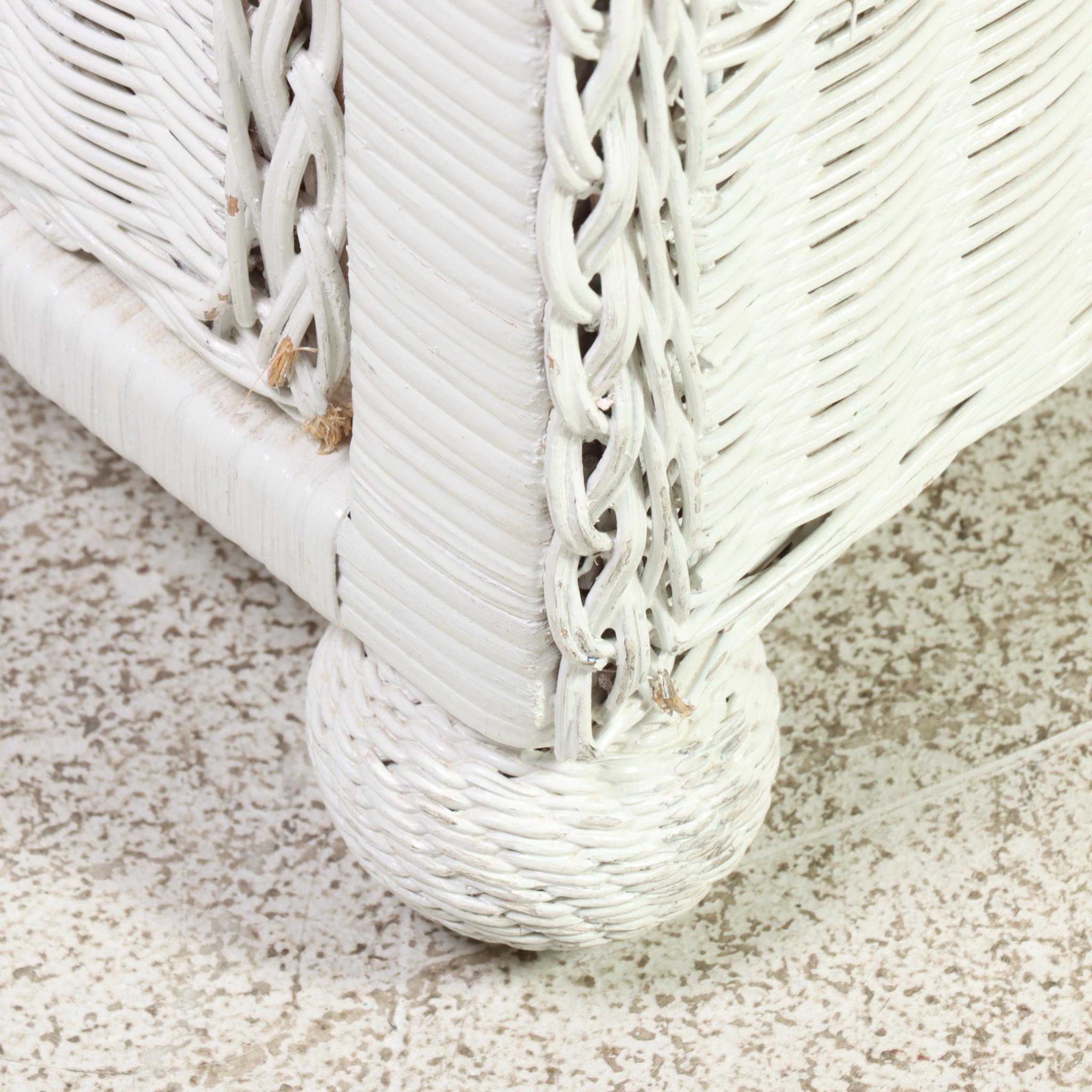 White-Painted Wicker Five-Drawer Chest, Late 20th Century