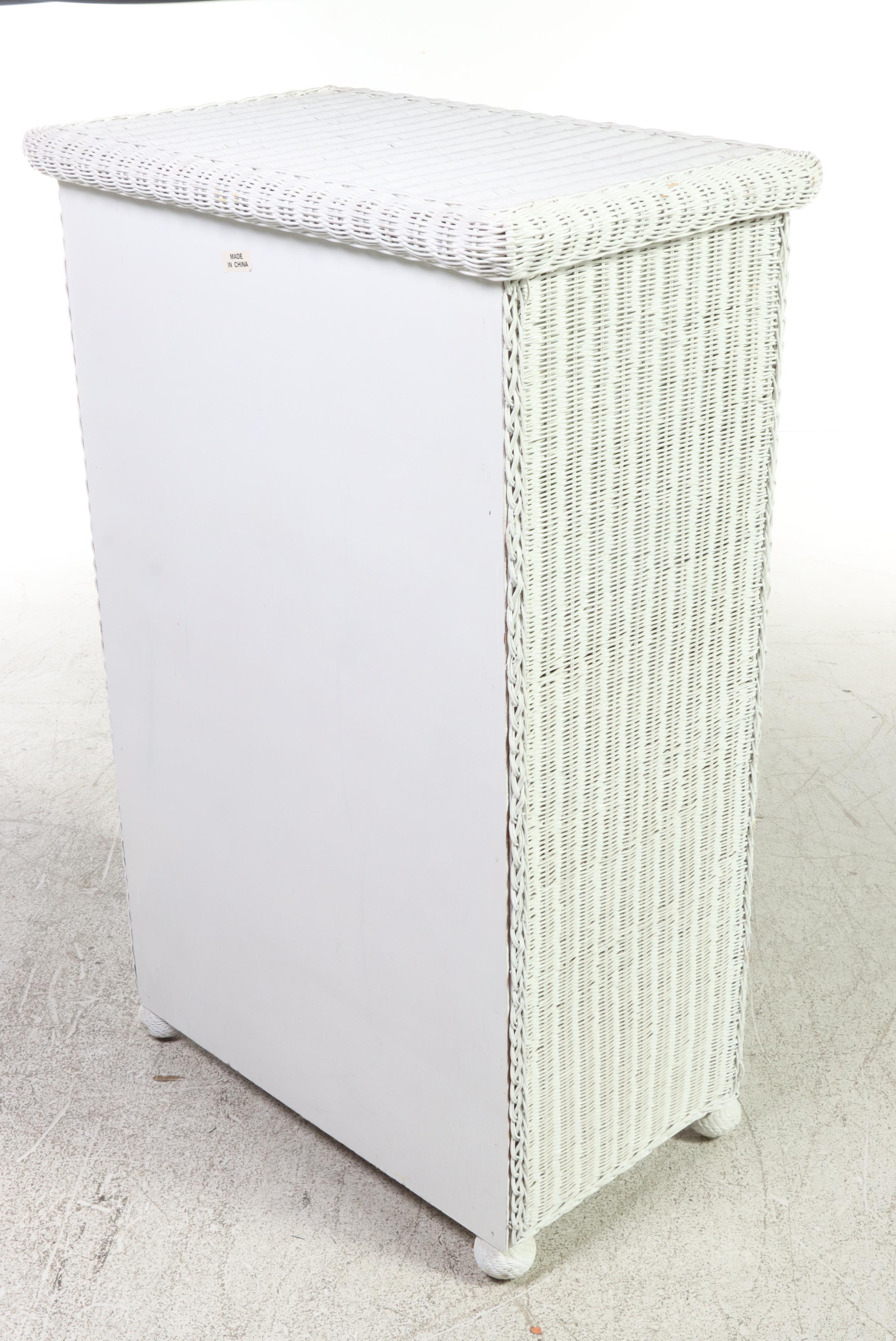 White-Painted Wicker Five-Drawer Chest, Late 20th Century
