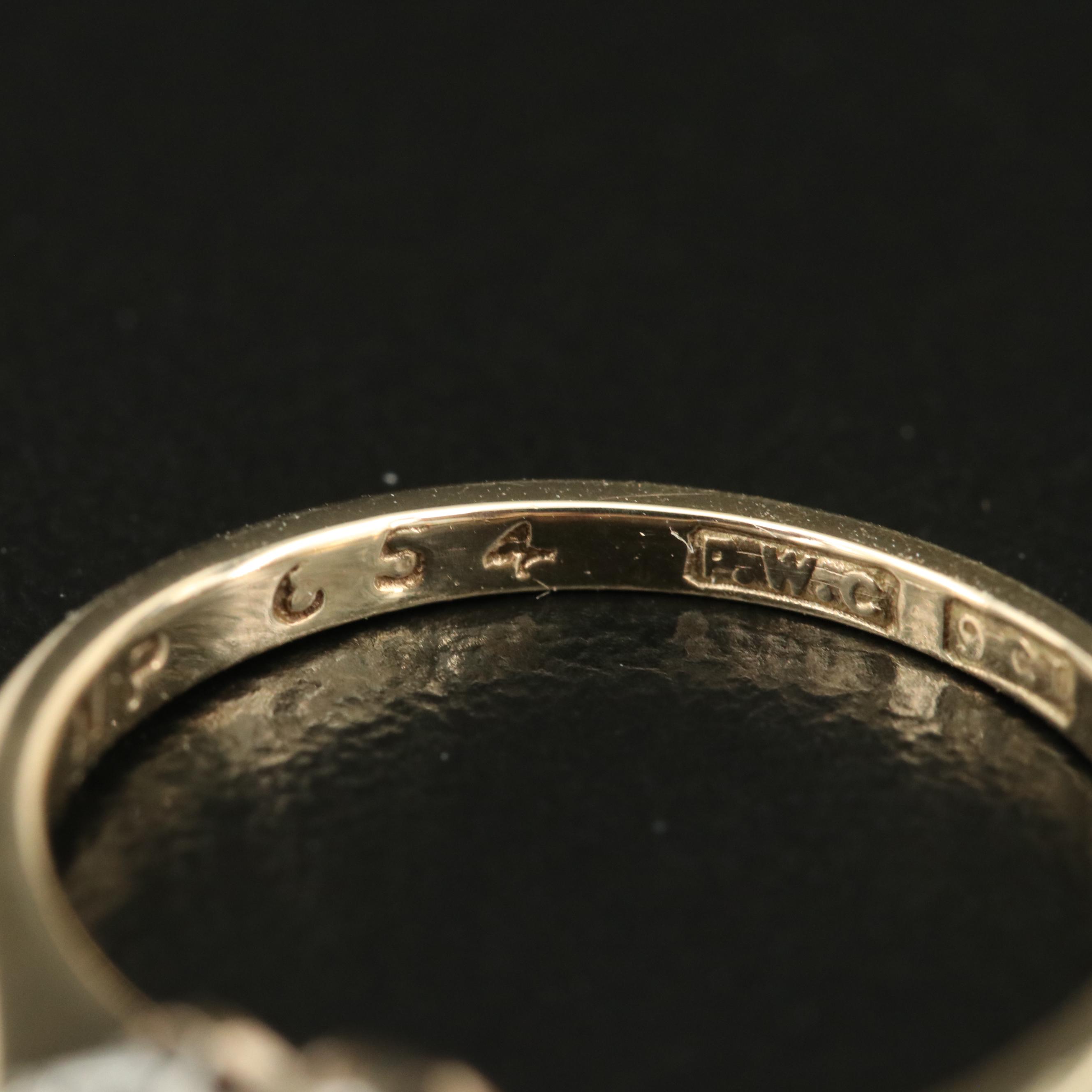 Vintage 9K Sapphire and Diamond Ring with Platinum Settings