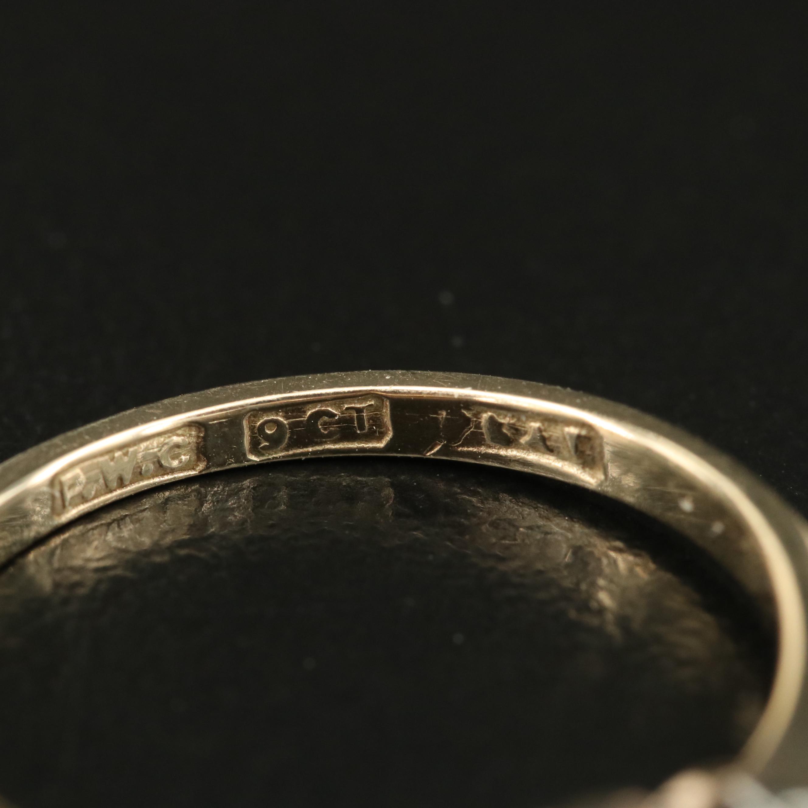 Vintage 9K Sapphire and Diamond Ring with Platinum Settings