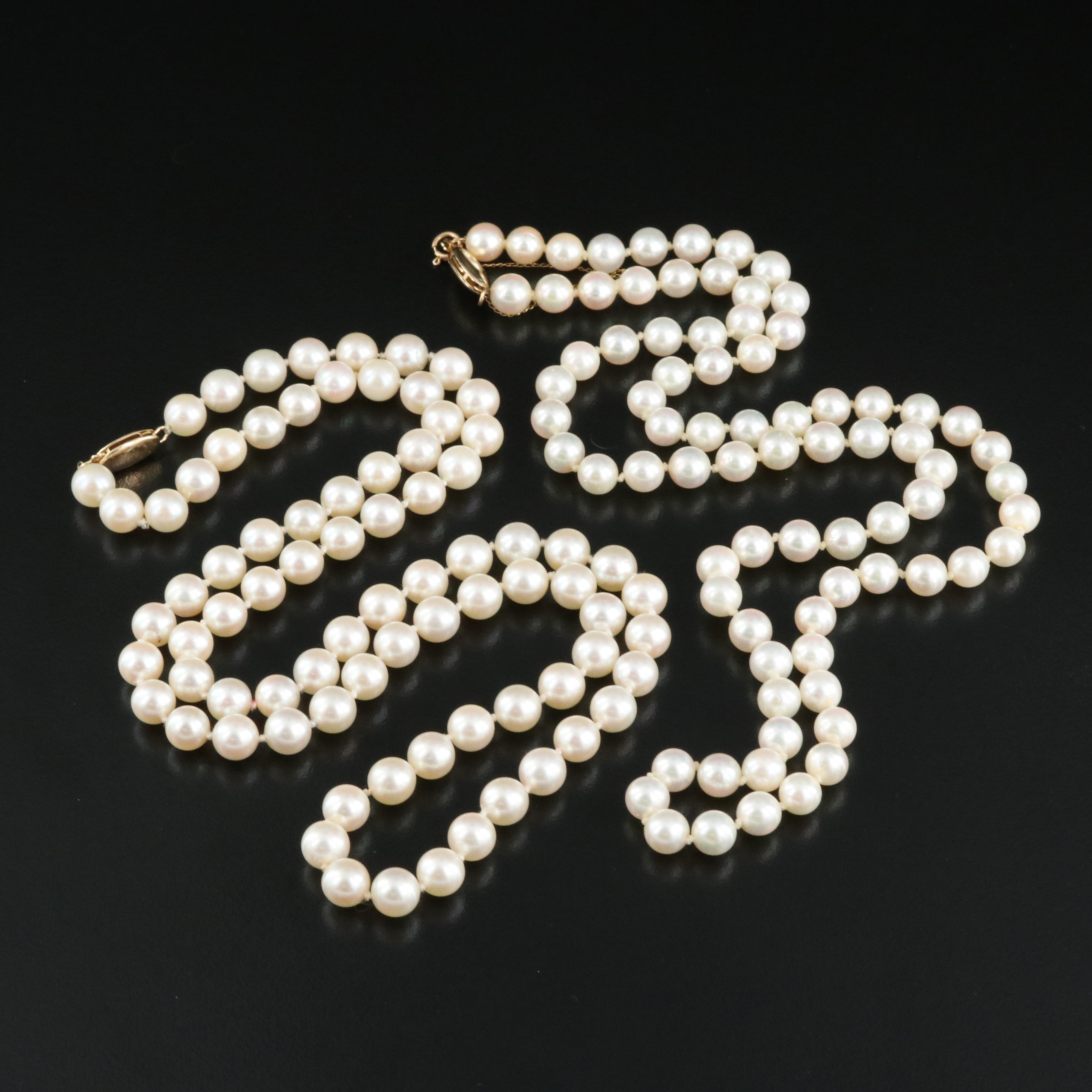 Pearl Necklaces with 14K Clasps