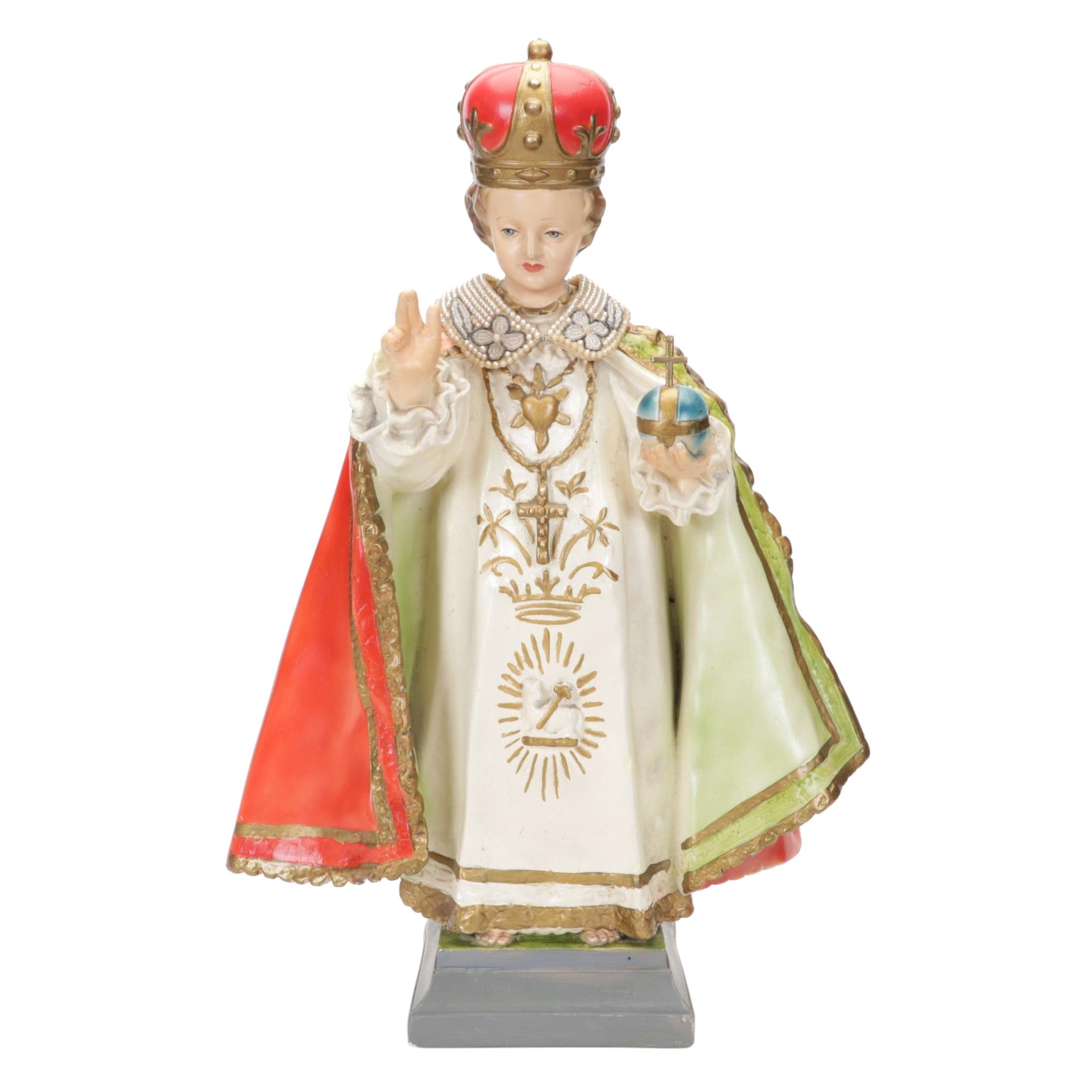 Infant Jesus of Prague Chalkware Sculpture