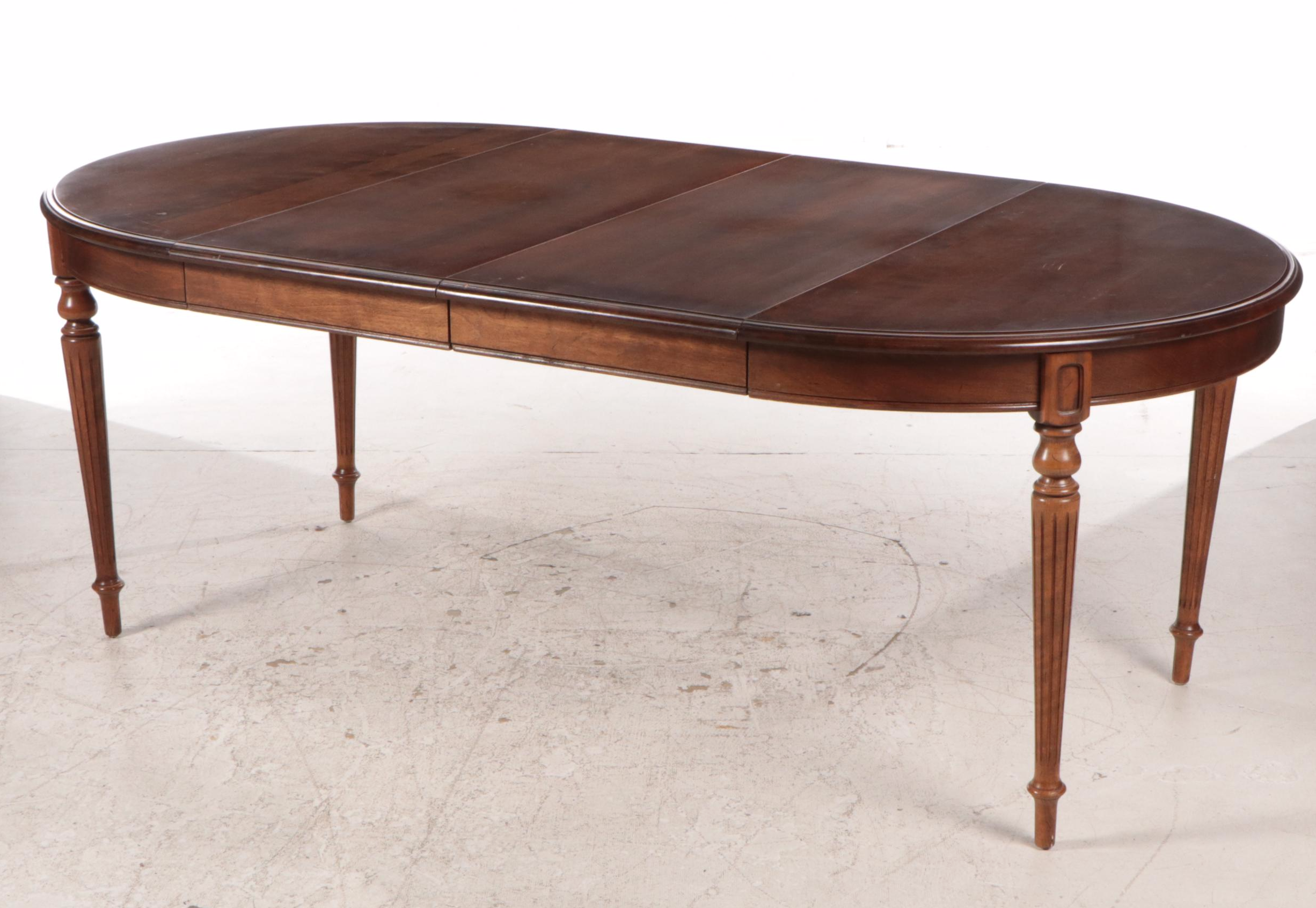 Louis XVI Style Fruitwood-Stained Extending Dining Table