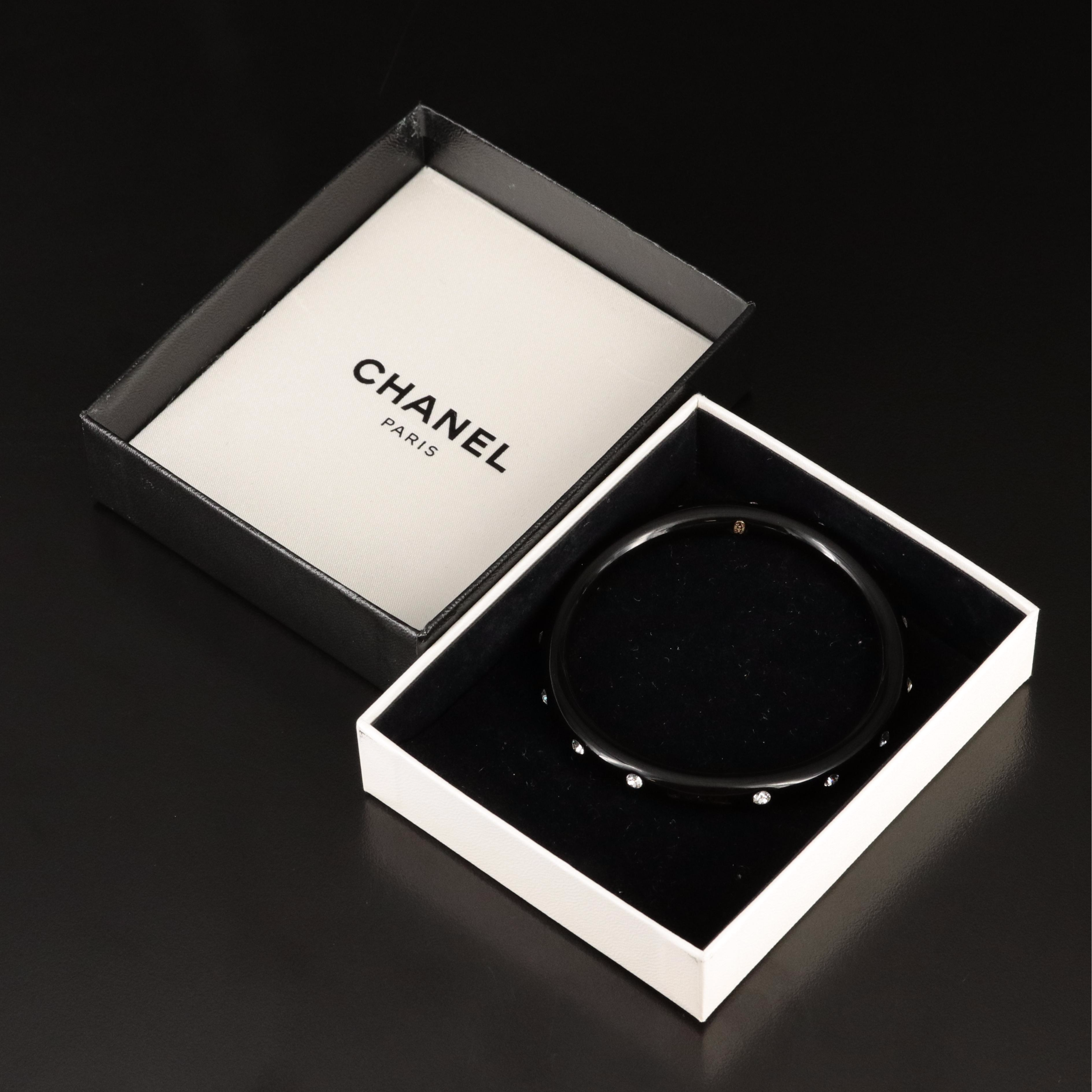 Chanel Narrow Crystal Resin Bangle