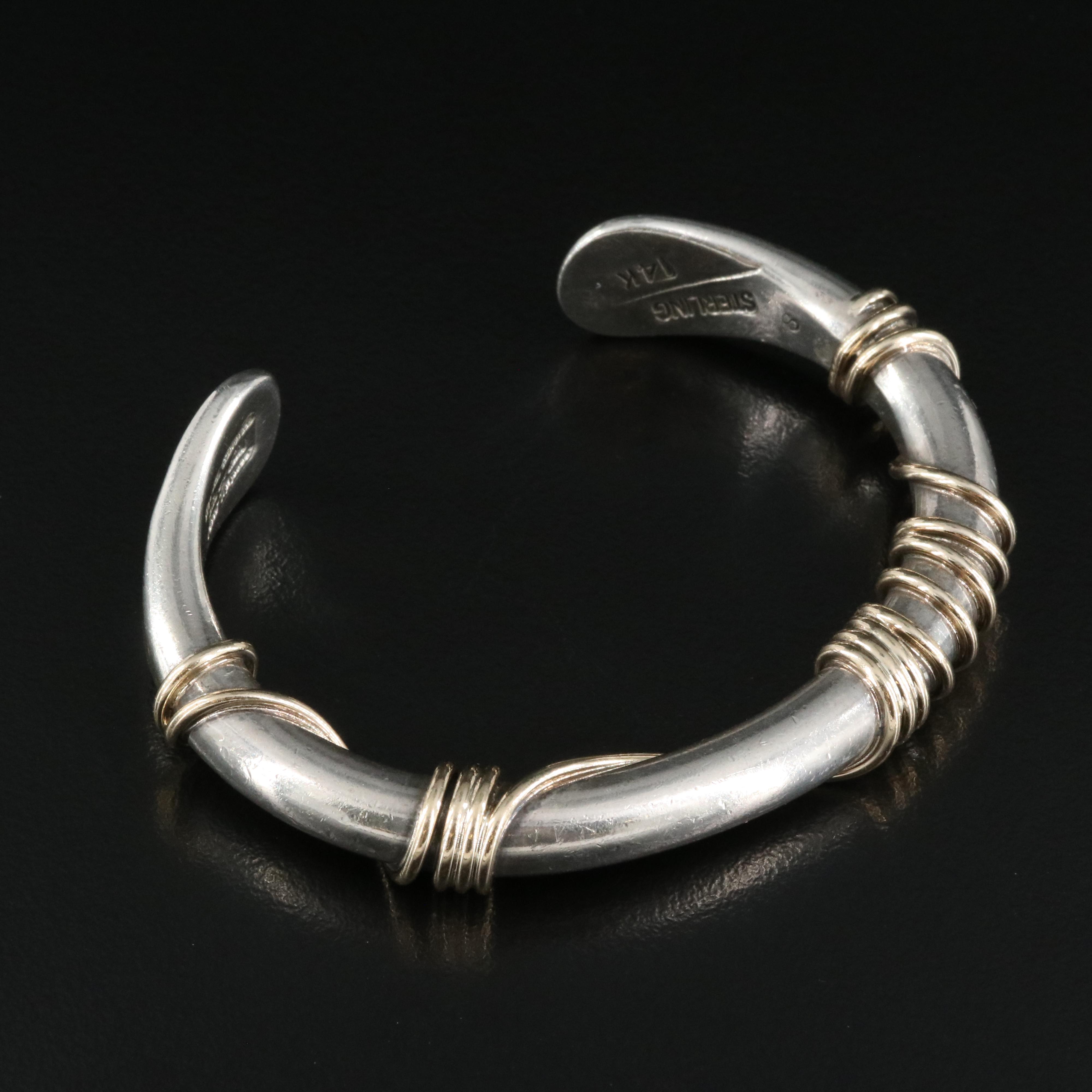 Orville Z. Tsinnie Navajo Diné Sterling Cuff with 14K Accents